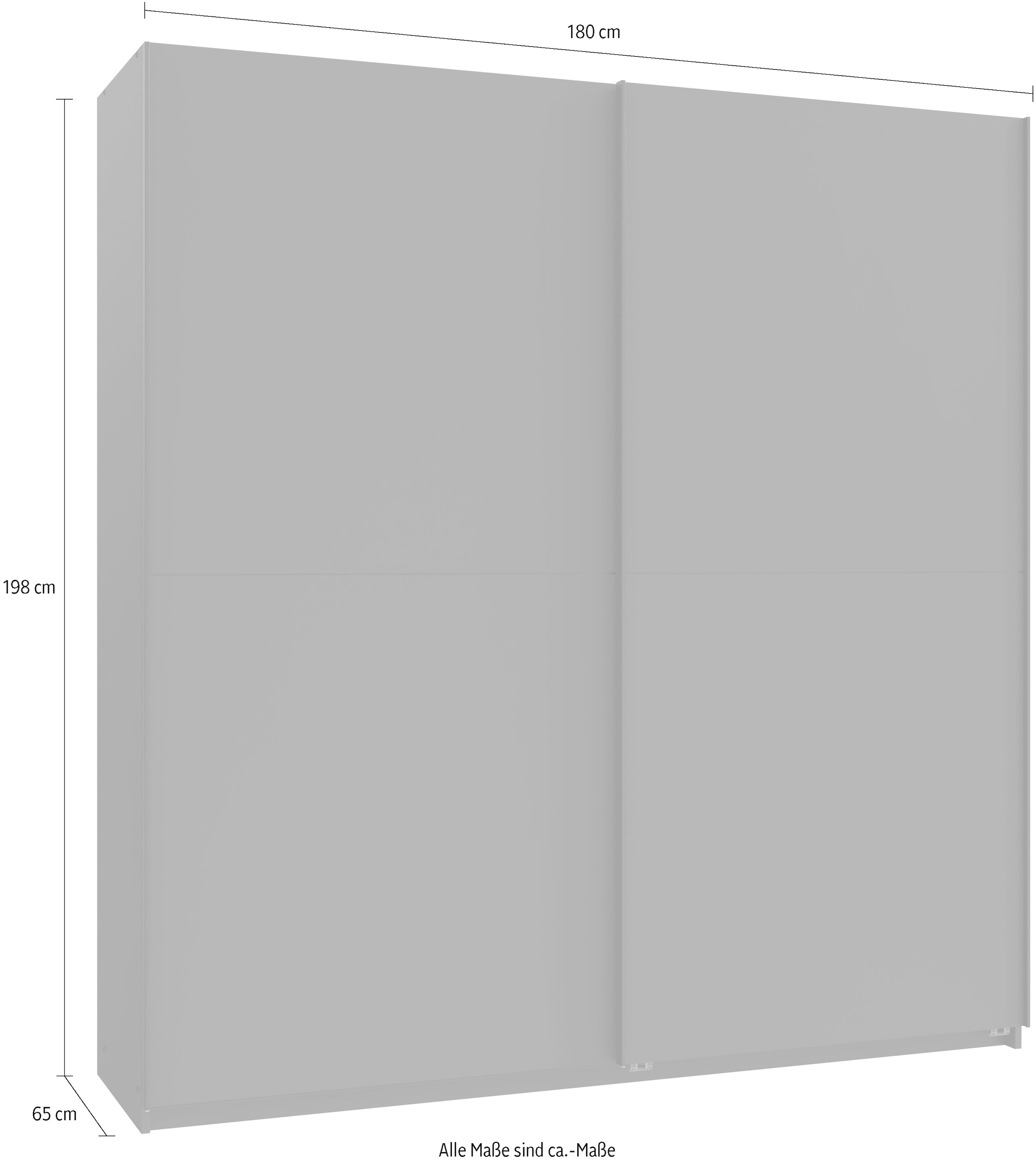 Wimex Kleiderschrank »Mugano, B/T/H 135 oder 180/65/198cm, Made in Germany«, (wähle Deine Ausstattung: Basic oder Premium!), 2 Schwebetüren mit oder ohne Spiegel, Metallgriffe
