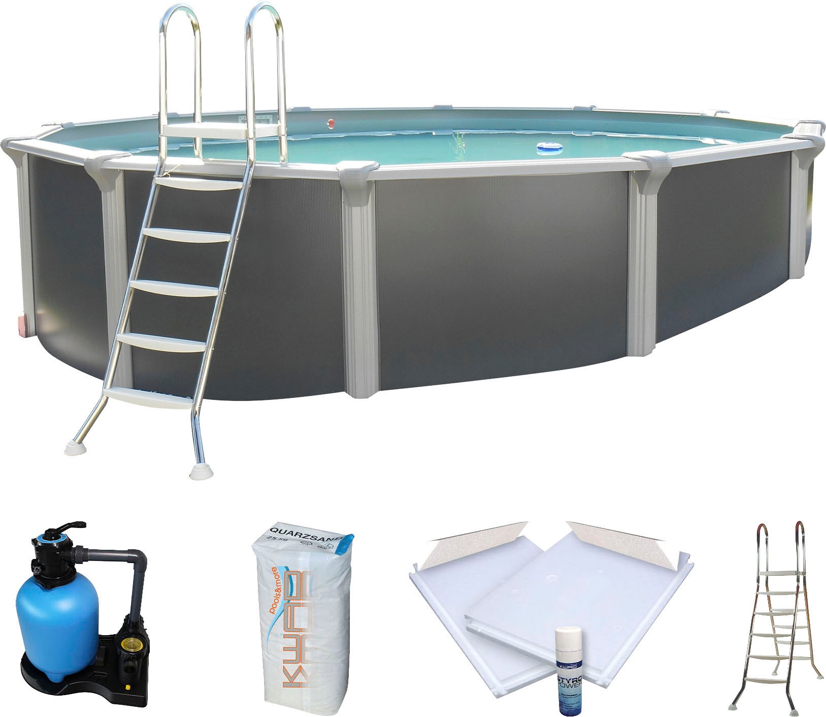 KWAD Rundpool ""Supreme" Design all in Premium Folie" ØxH: 360x132cm, inkl. Bodenisolationsset