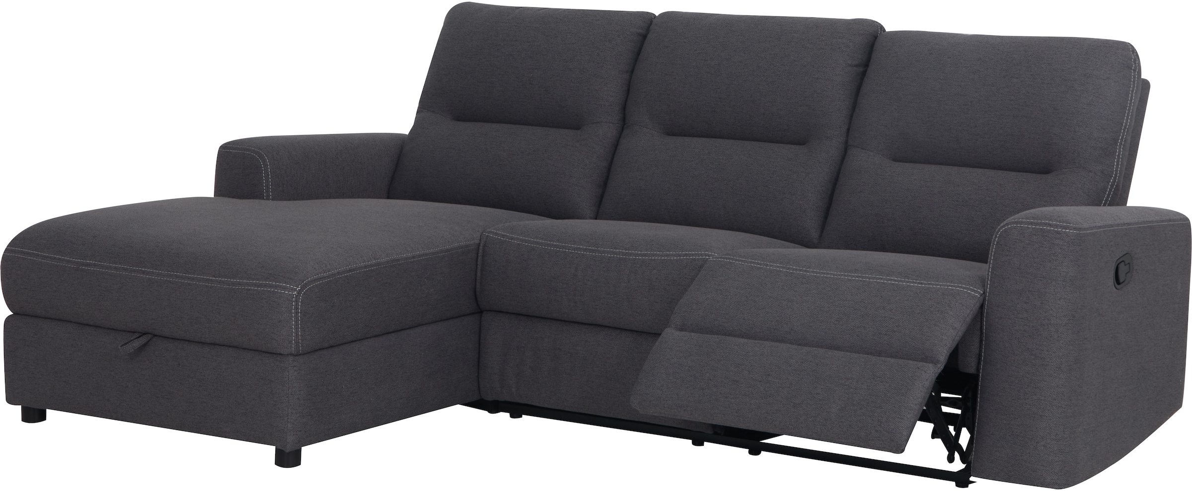 Home affaire Ecksofa »VENOIR, L-Form, 250 cm, manuelle u. elektrische Funktion (m. USB A/C)«, Stauraum unter der Recamiere, 2. Staufach, Federkern