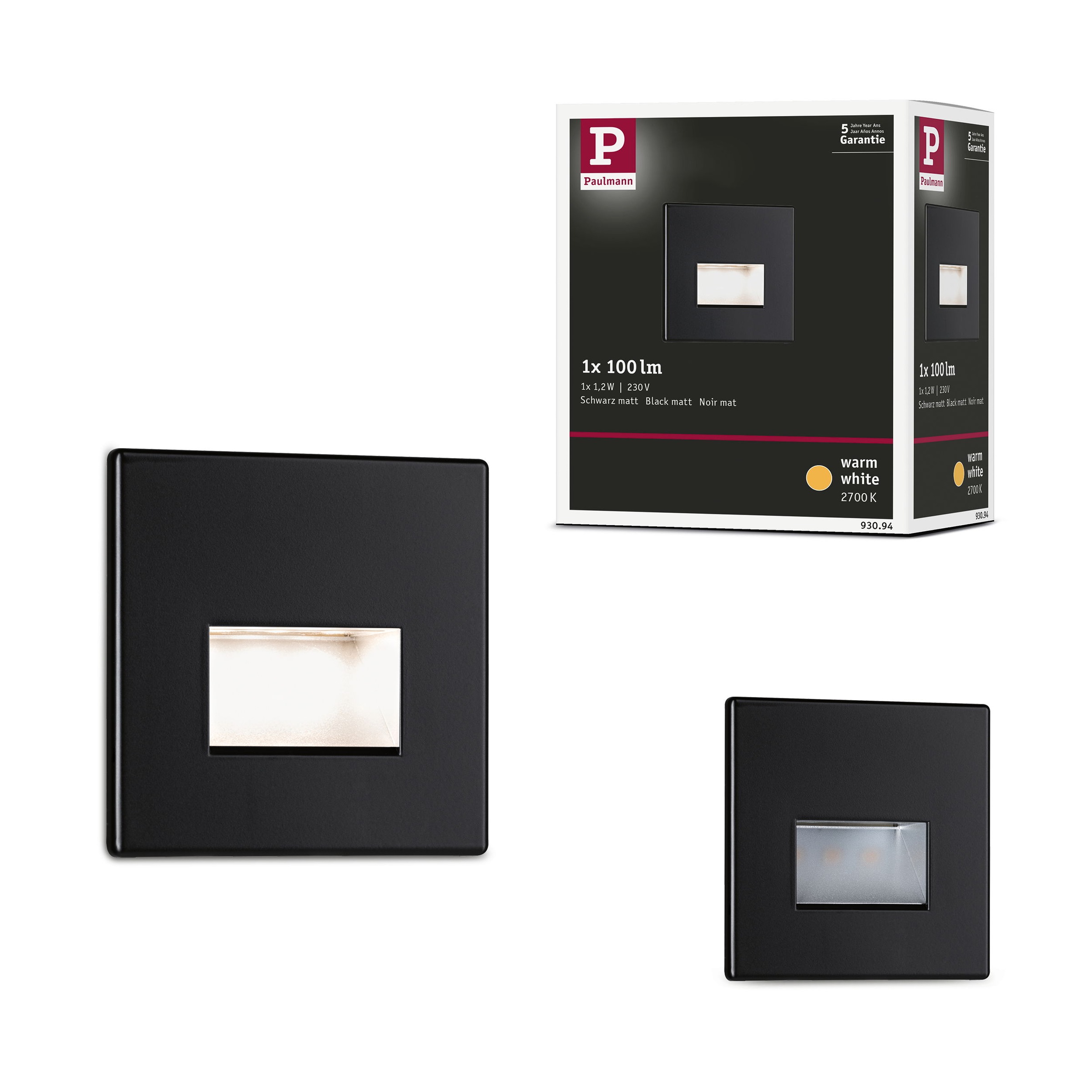 Paulmann LED Einbauleuchte »LED Wandeinbauleuchte Edge Quadro 1,2W 25lm 230V«, 1 flammig