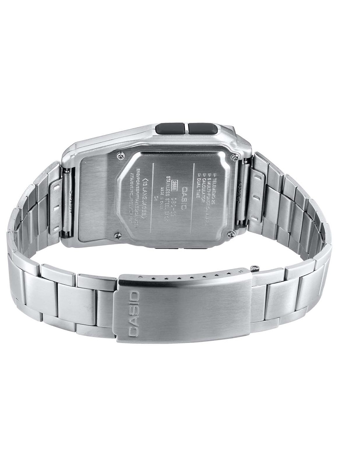 CASIO VINTAGE Chronograph, Quarzuhr, Armbanduhr, Taschenrechner, digital, Edelstahlarmband