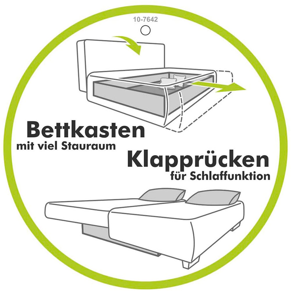 Jockenhöfer Gruppe Schlafsofa »Maestro, B: 203 cm, Liegefl. 161x200 cm, Dauerschläfer« mit Bettfunktion & Bettkasten, Tonnentaschenfederkern