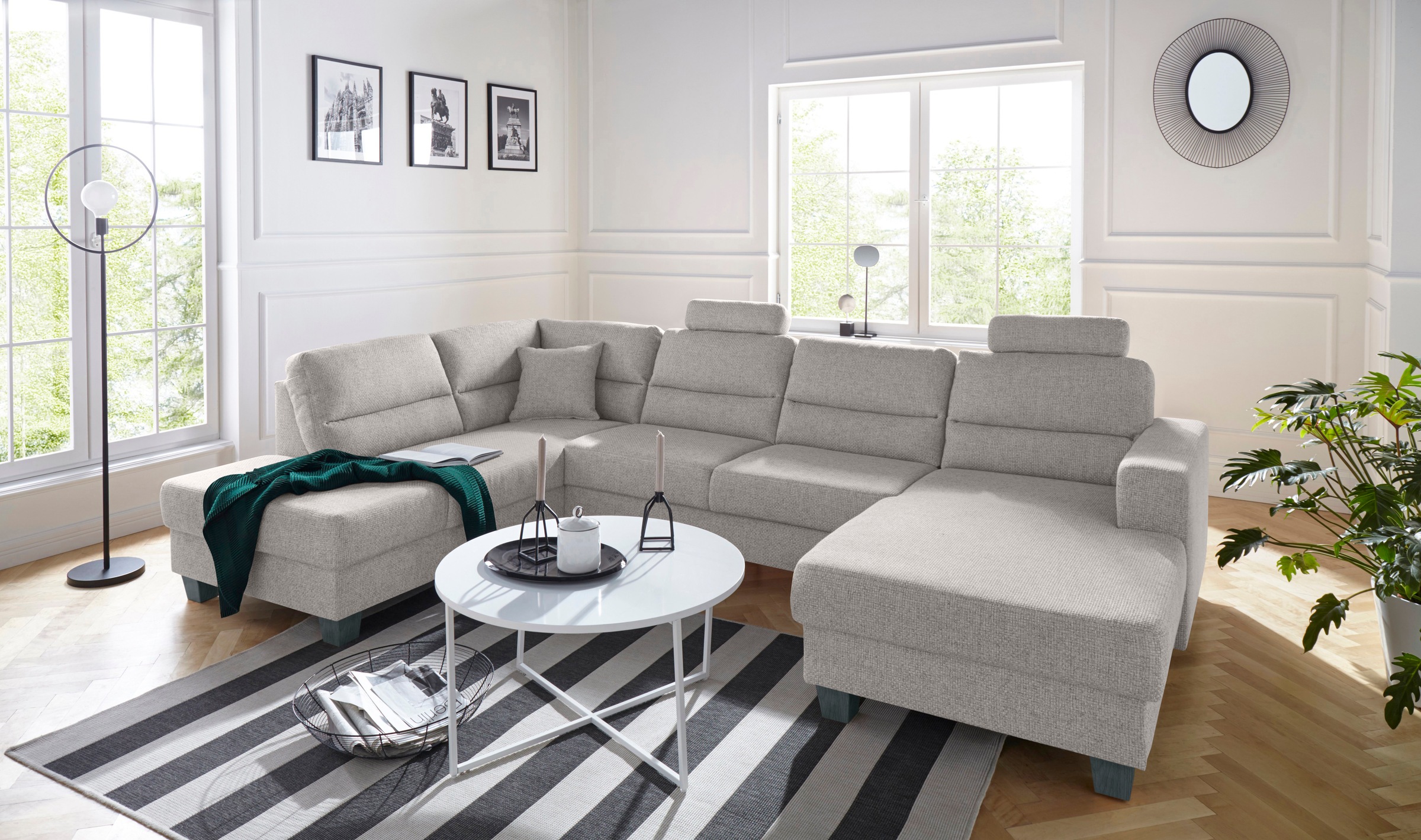 TRENDMANUFAKTUR Wohnlandschaft »Chamber, U-Form«, inklusive zwei Kopfstützen, wahlweise mit Bettfunktion