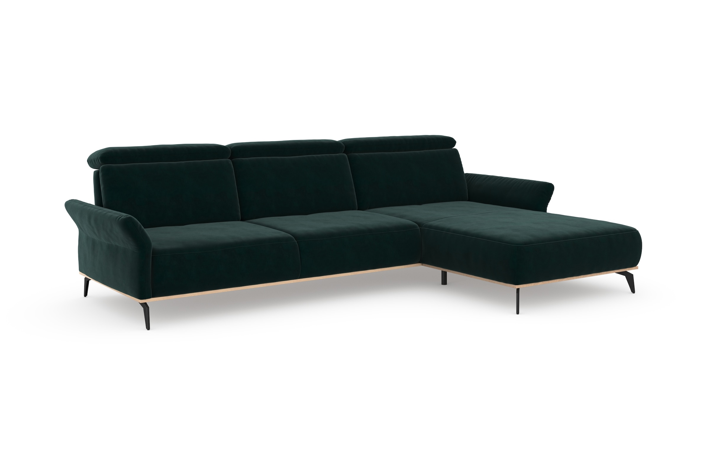 Places of Style Ecksofa »Fjord L-Form«, massiv, wahlweise mit Armlehnfunktion, Kopf- Sitztiefenverstellung