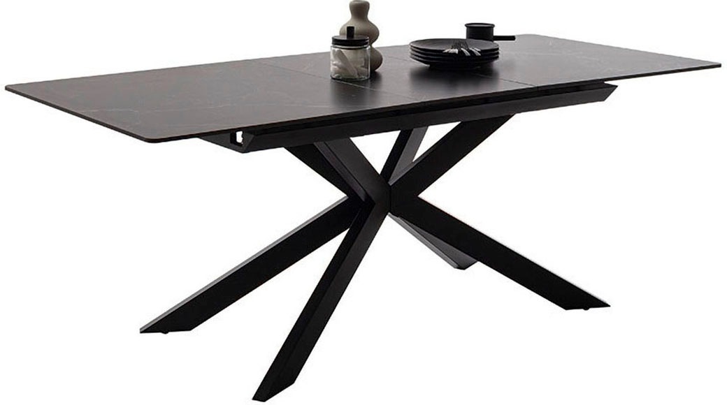 MCA furniture Esstisch »BONANZA Auszugstisch 160-200 cm marmoriert«, (Einzelstück), Keramik,Metall, Marmor-Optik, Synchronauszug, ausziehbar, 6-8 Personen