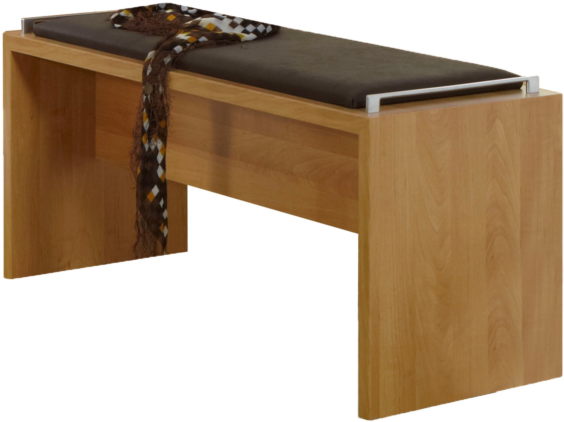 WIEMANN Polsterbank "Lausanne, Sitzbank, Bettbank gepolstert, Erle-Nachbildung" 120 x 53 x 40 cm (B/H/T), MADE IN GERMANY, Sitzauflage Kunstleder mocca