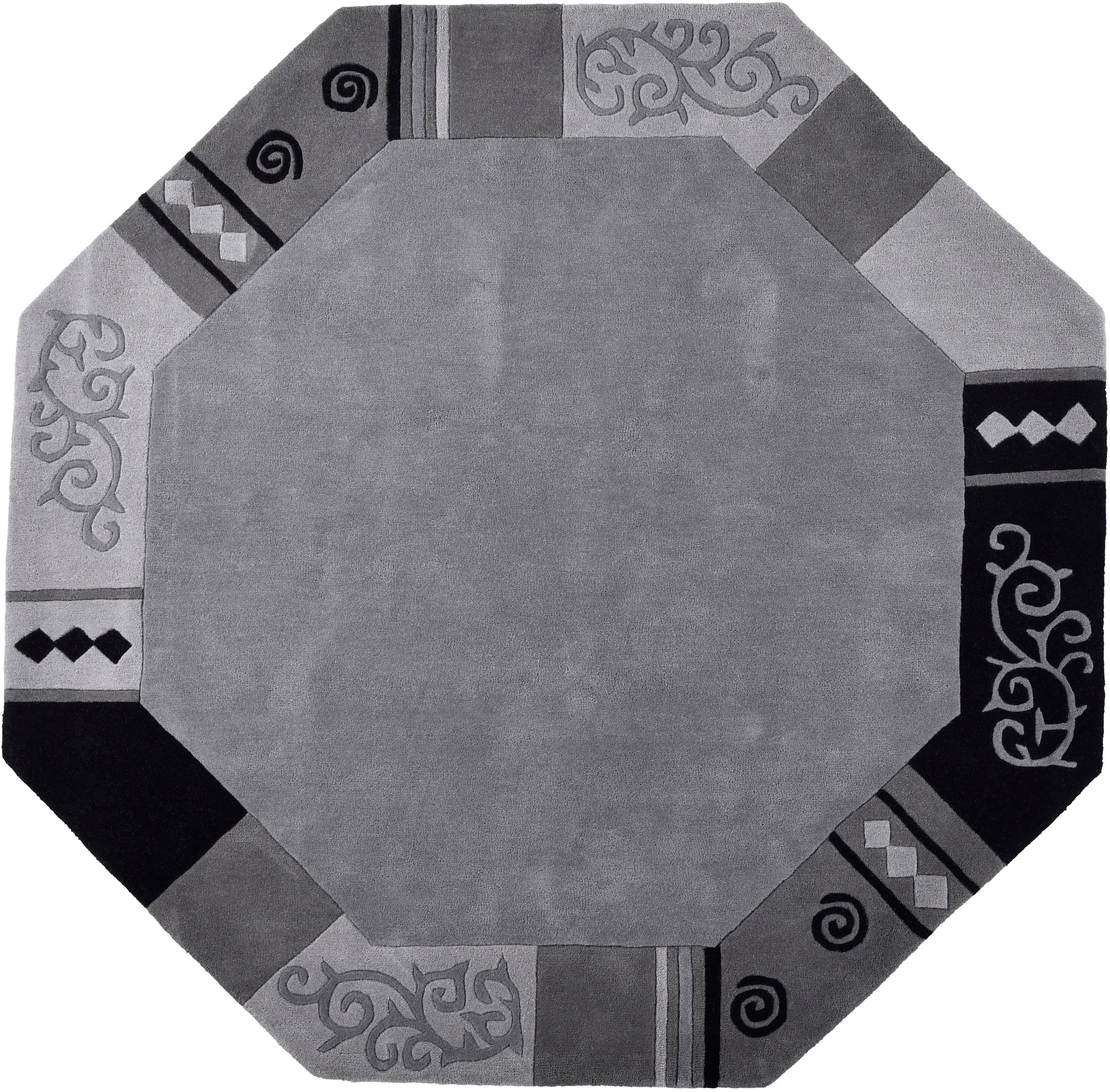 THEKO Wollteppich »Ambadi« achteckig 14 mm Höhe reine Schurwolle, handgetuftet, mit Bordüre, modern