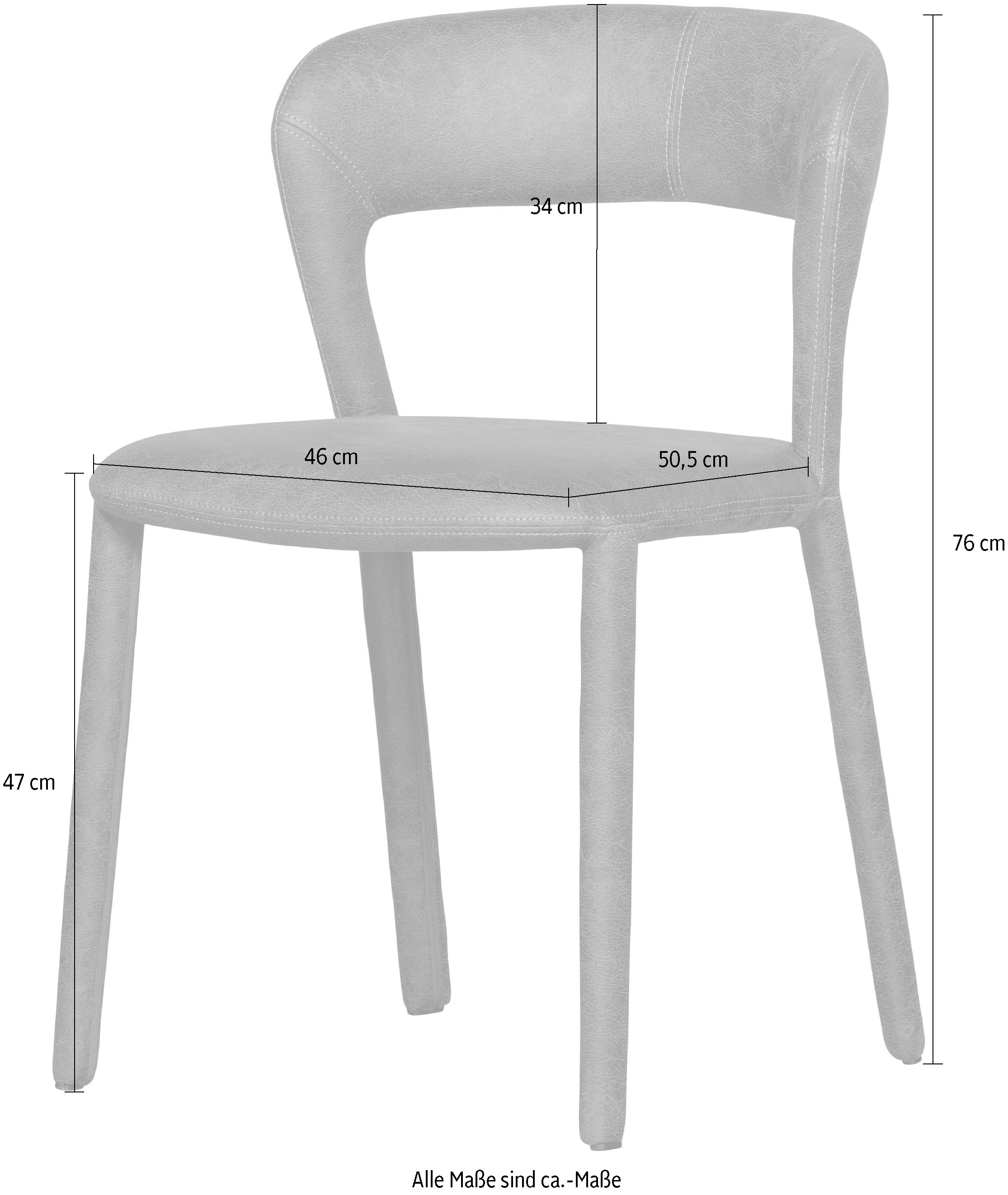WOOOD Esszimmerstuhl »Noble mit Bezug und vollgepolstertem Gestell B 51 x T 56 x H 76 cm« (Set) 2 Stk.(Set, 2 St)Kunstleder, Tragkraft 120 kg Sehr hohe Verschleißfestigkeit