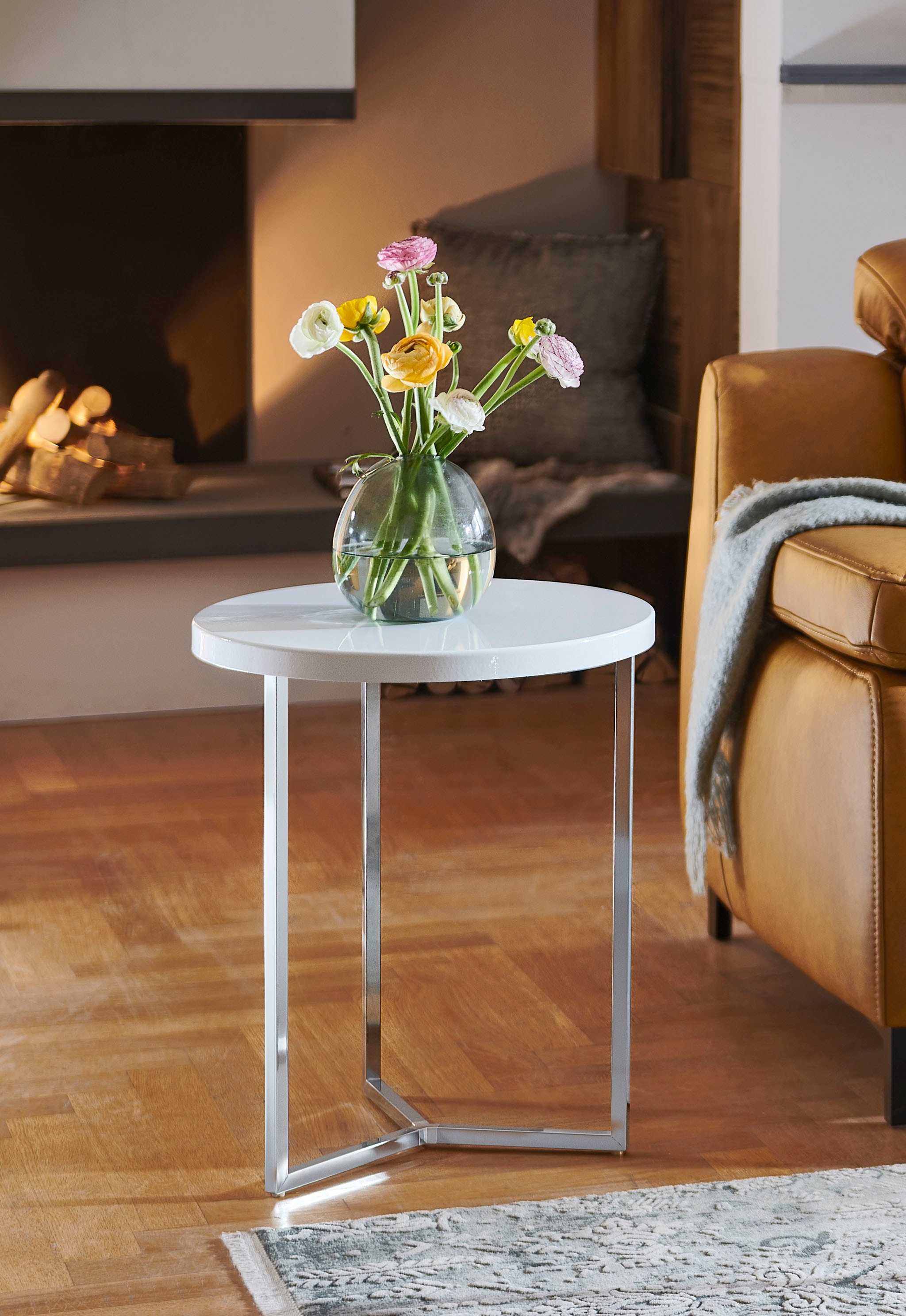 HAKU Beistelltisch »Sofatisch, Wohnzimmertisch« 1 Stk. tlg. rund - aus Metall Silber - Ø/H 45/54 cm