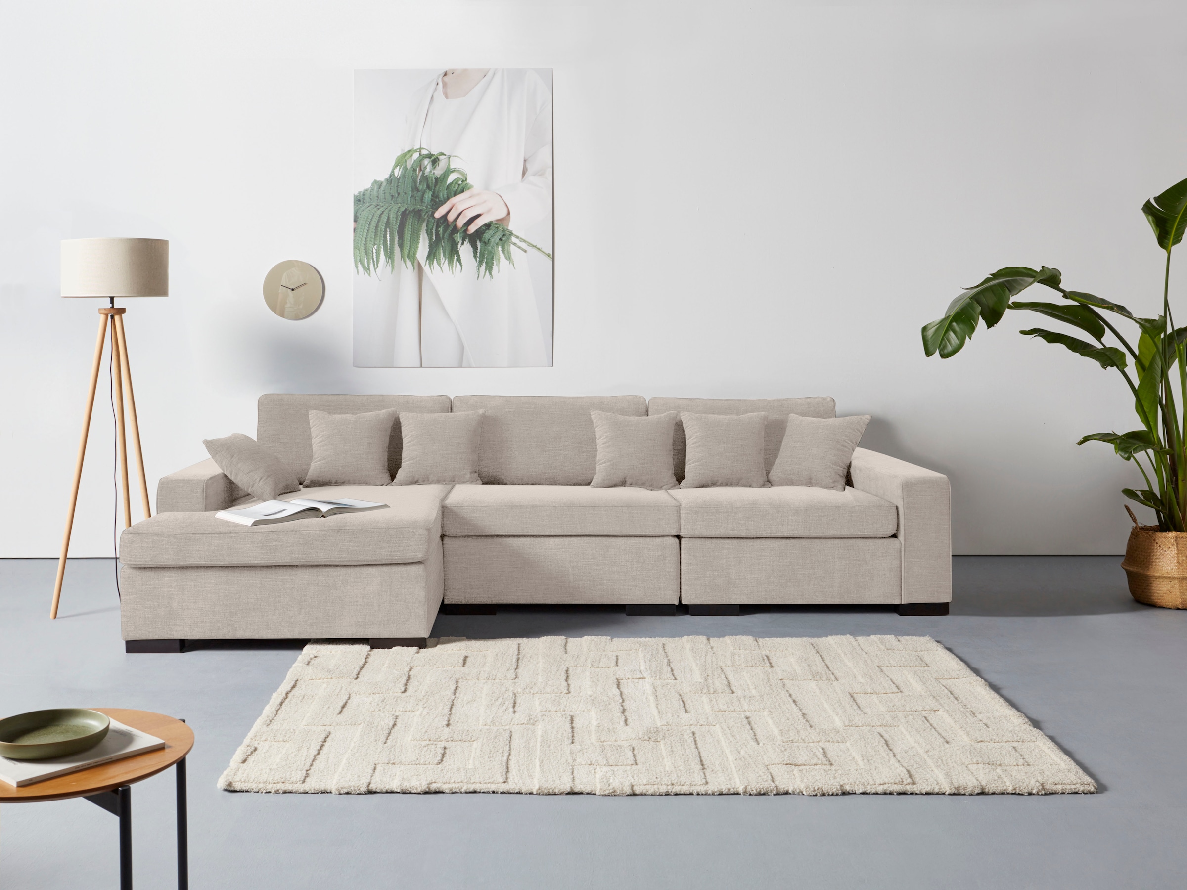 Home affaire Ottomane "Skara L-Form", Lounge-Sofa mit Federkernpolsterung, günstig online kaufen