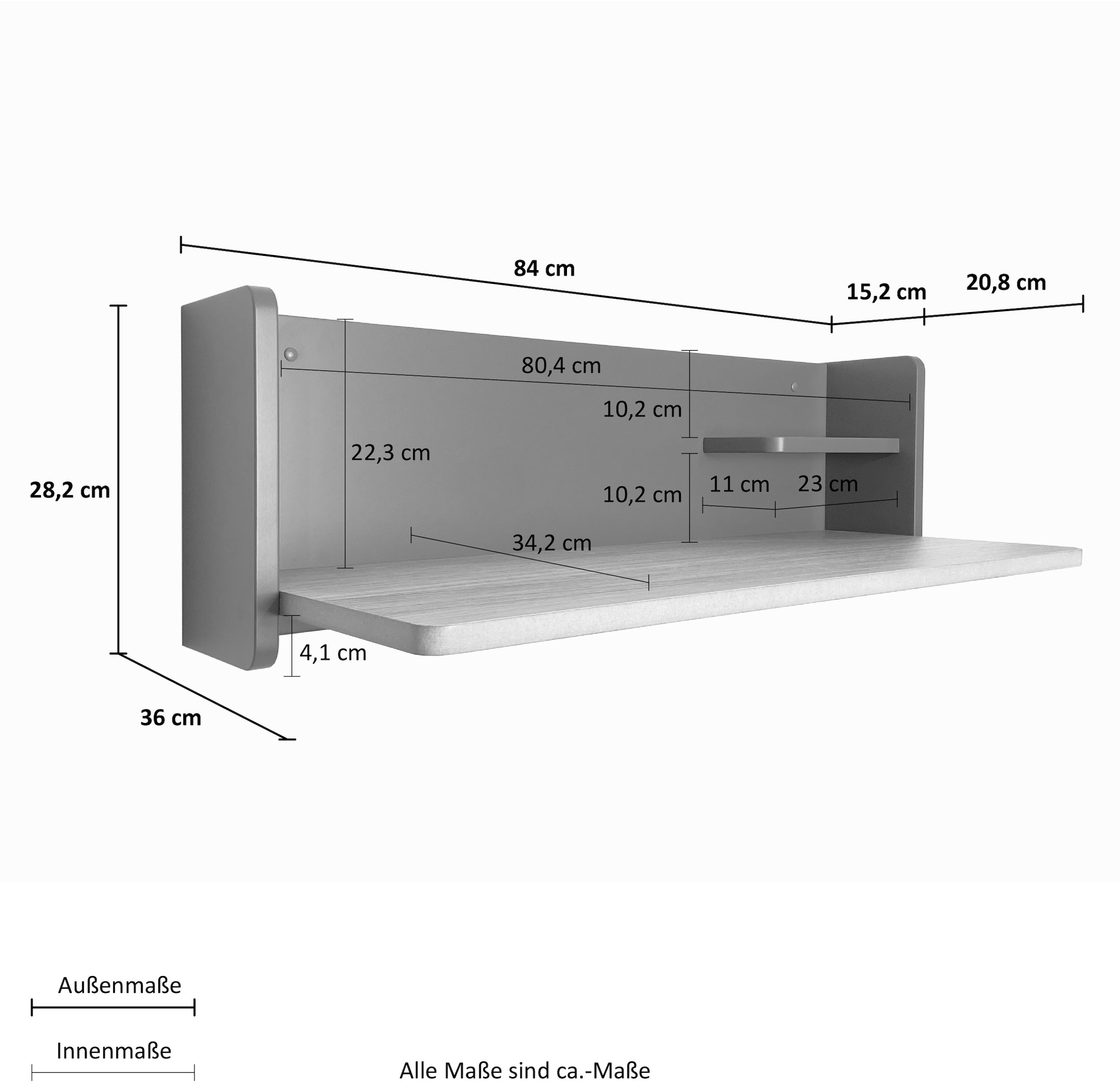 andas Regal-Schreibtisch »Lene«, Schreibplatte mit Echtholz Eiche furniert