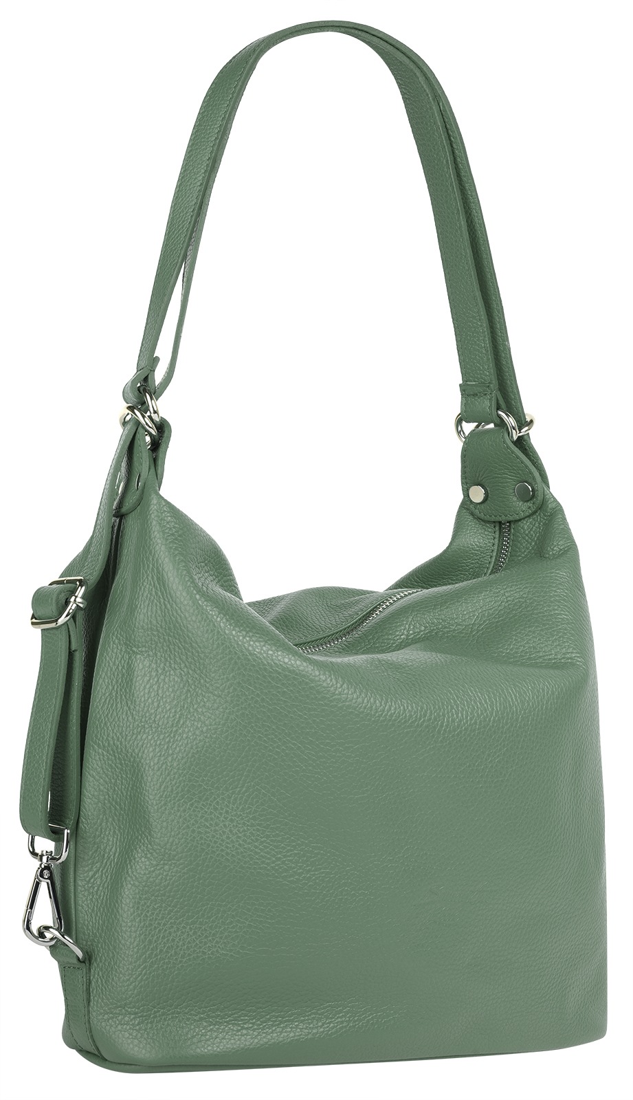 Shopper SAMANTHA LOOK, Damen, Gr. B/H/T: 31cm x 29cm x 11cm onesize, grün, Leder, leicht glänzend, unifarben, Taschen Shopper, echt Leder, Made in Italy 3