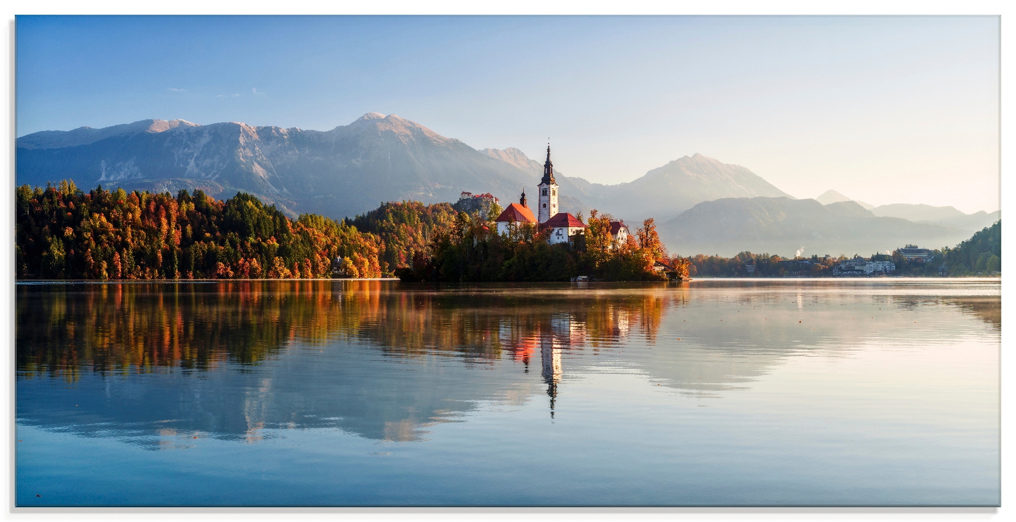 Artland Glasbild "Herbst am Bleder See Slowenien" Seebilder 1 Stk. tlg. in verschiedenen Größen