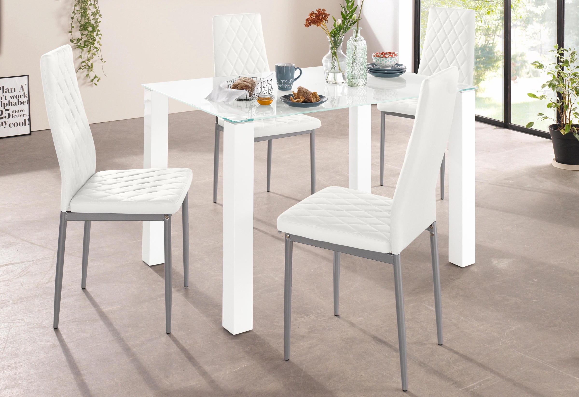 INOSIGN Essgruppe Set, 5 Stk. tlg. mit Glastisch, Breite 120 cm günstig online kaufen