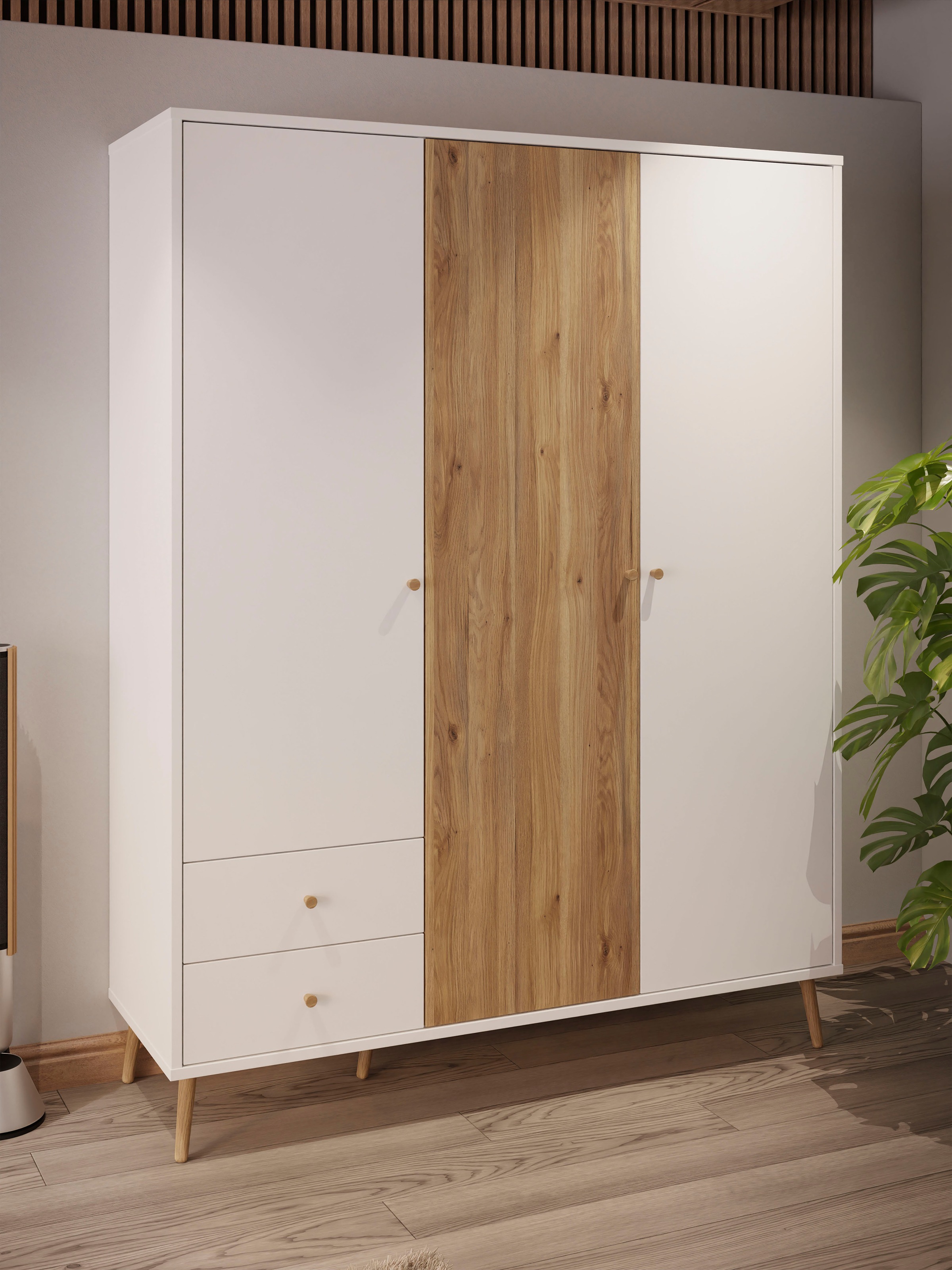 FORTE Drehtürenschrank »Harllson EasyKlix by Forte«, Montage von Korpus und Türen ohne Werkzeug oder Schrauben