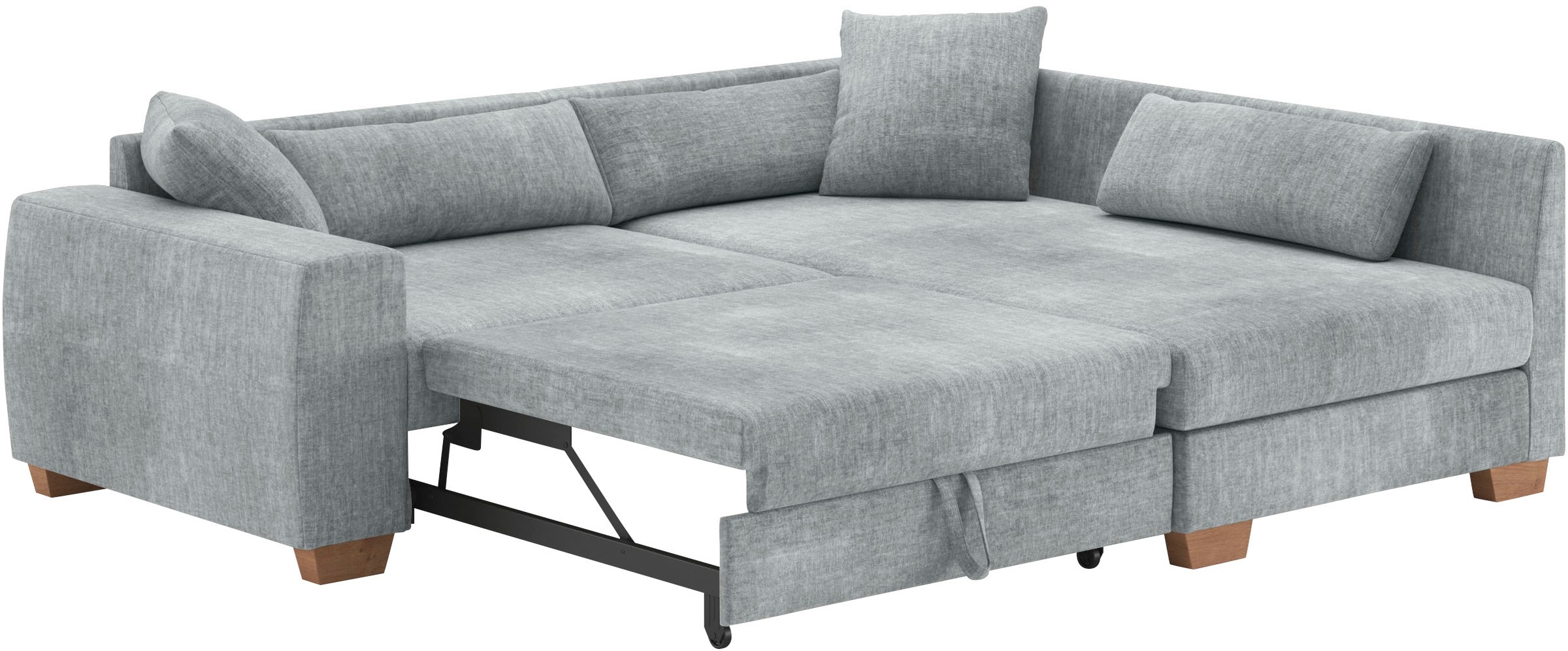 Mr. Couch Ecksofa »Helena L-Form, bis 140 kg belastbar«, mit Taschenfederkern, wahlweise mit Bettfunktion
