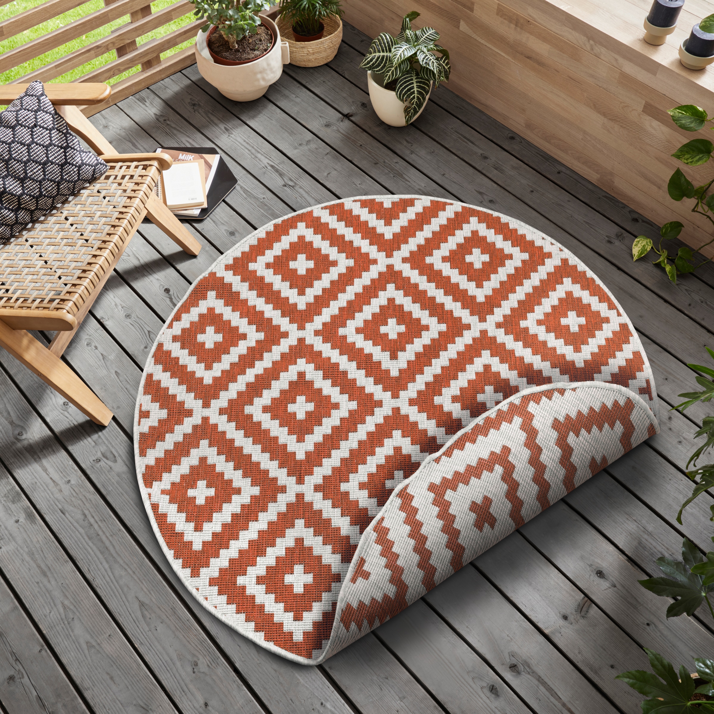 my home Teppich "Ronda Wendeteppich" rund 5 mm Höhe Sisal-Optik, Flachgeweb günstig online kaufen