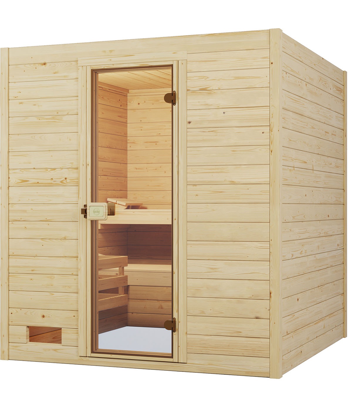 weka Sauna "Massivholzsauna VALIDA 3", Blockbohlen, moderne Ganzglastür