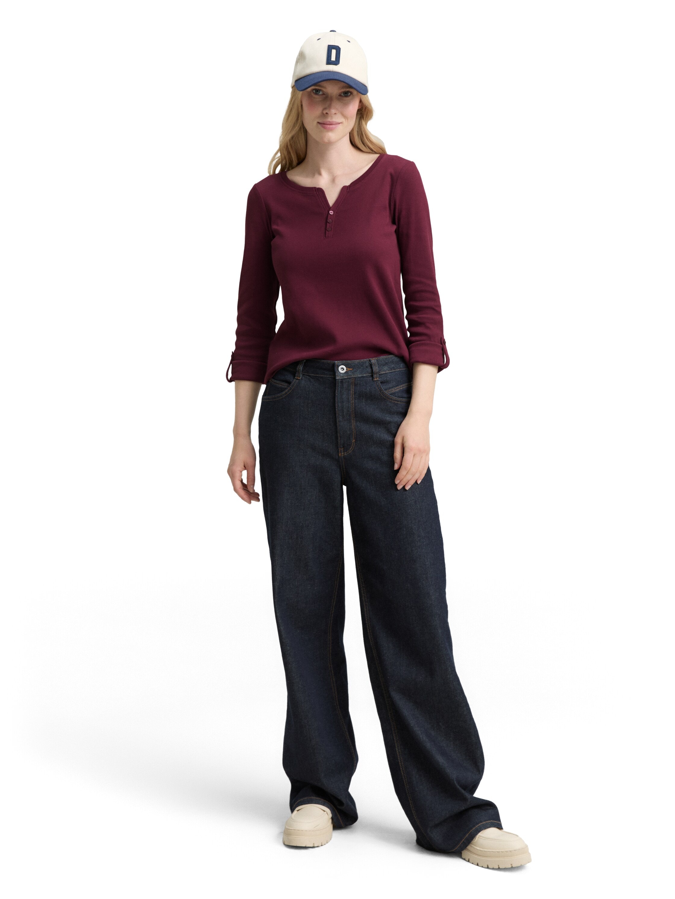 TOM TAILOR Henleyshirt, mit Turn-Up-Arm
