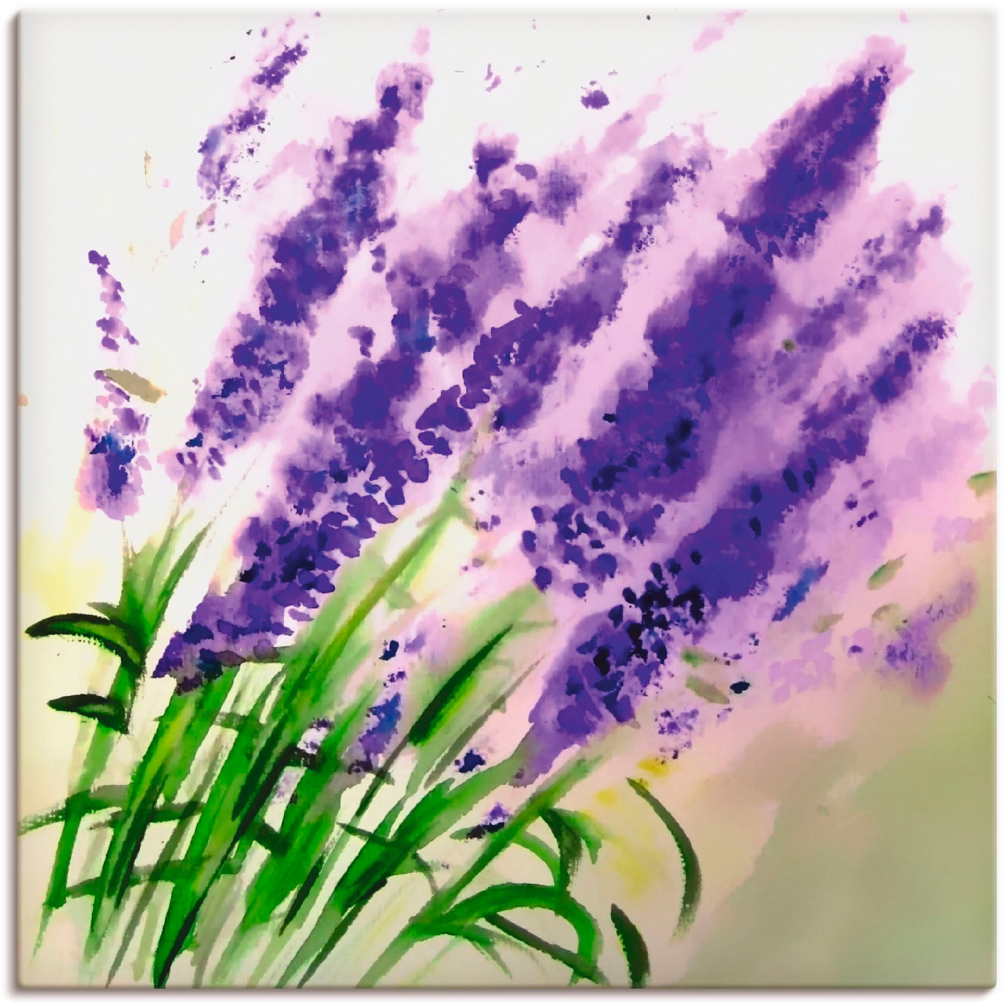 Artland Leinwandbild "Lavendel-aquarell" Blumen 1 Stk. tlg. auf Holzrahmen gespannt