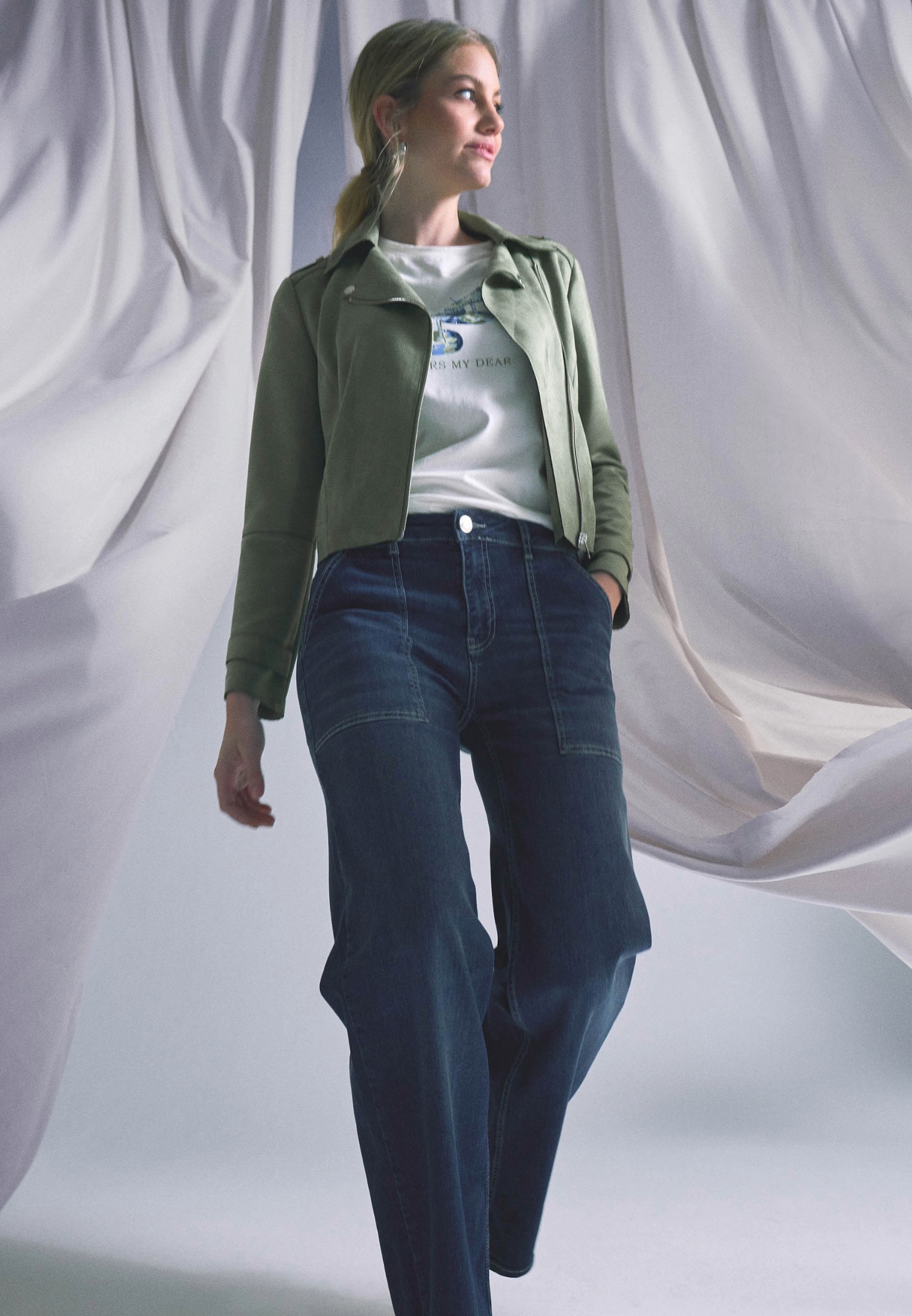 Zero Slim-fit-Jeans »zero Jeans Style WITNEY Wide Leg 32 Inch«