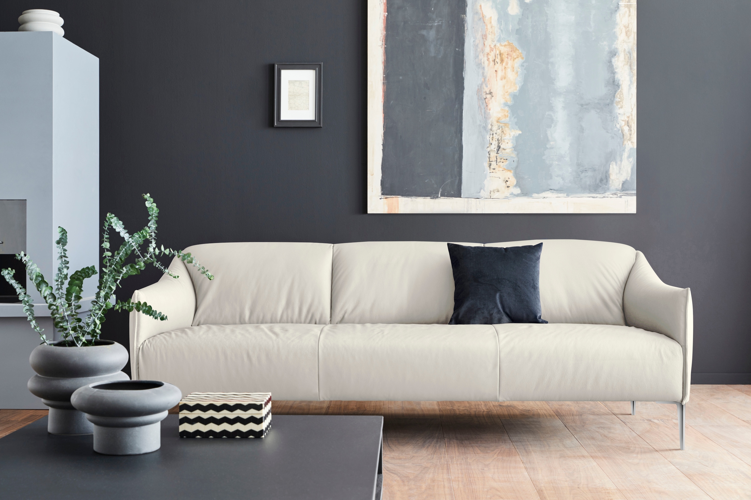 W.SCHILLIG 3-Sitzer "sally Design-Sofa, Loungesofa, bequem, schmale Armlehnen, Breite 224cm" mit Metallfüßen in Chrom glänzend, Breite 224 cm