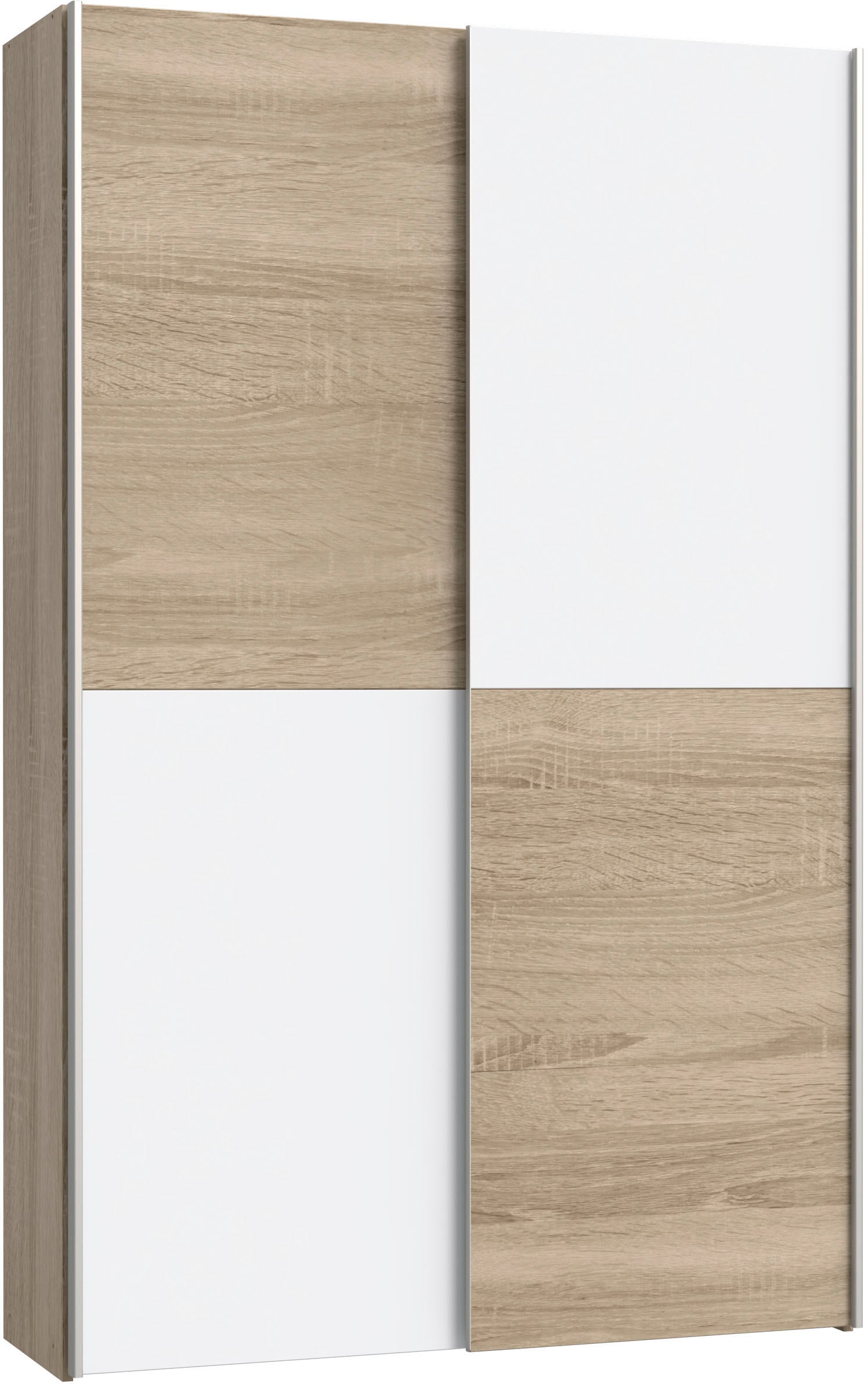 FORTE Wäscheschrank "Ozzula, Mehrzweckschrank, Schwebetürenschrank, Garderobenschrank" B/H/T ca. 120/190,5/42cm, 2 Türen, 6 Einlegeböden, FSC zertifiziert, variable Inneinteilung, 42cm tief, Made in Europe
