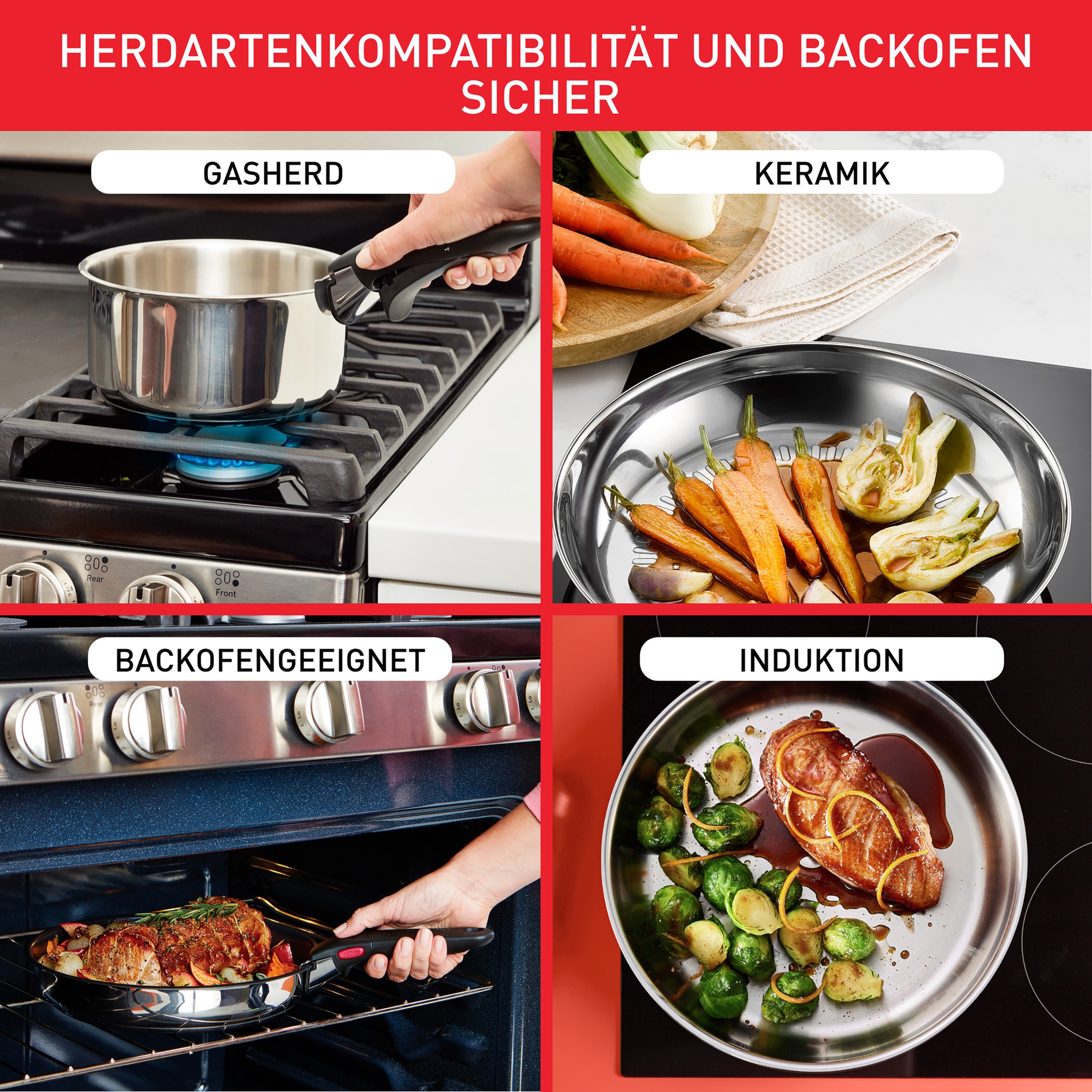 Thumbnail - Tefal Bratpfanne "Ingenio Preference" Edelstahl 1 Stk. tlg. stapelbar, unbeschichtet, 18/10-Edelstahl, hochglanzpoliert
