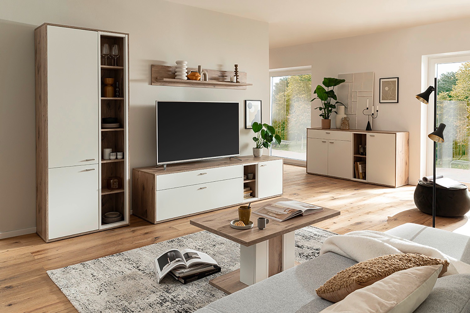 MCA furniture Wohnwand »SANTERNO«, (Komplett-Set, 3 St., 3-teilg), Wohnzimmer Set (3-tlg.), Türen & Schubkästen gedämpft, Breite 292 cm