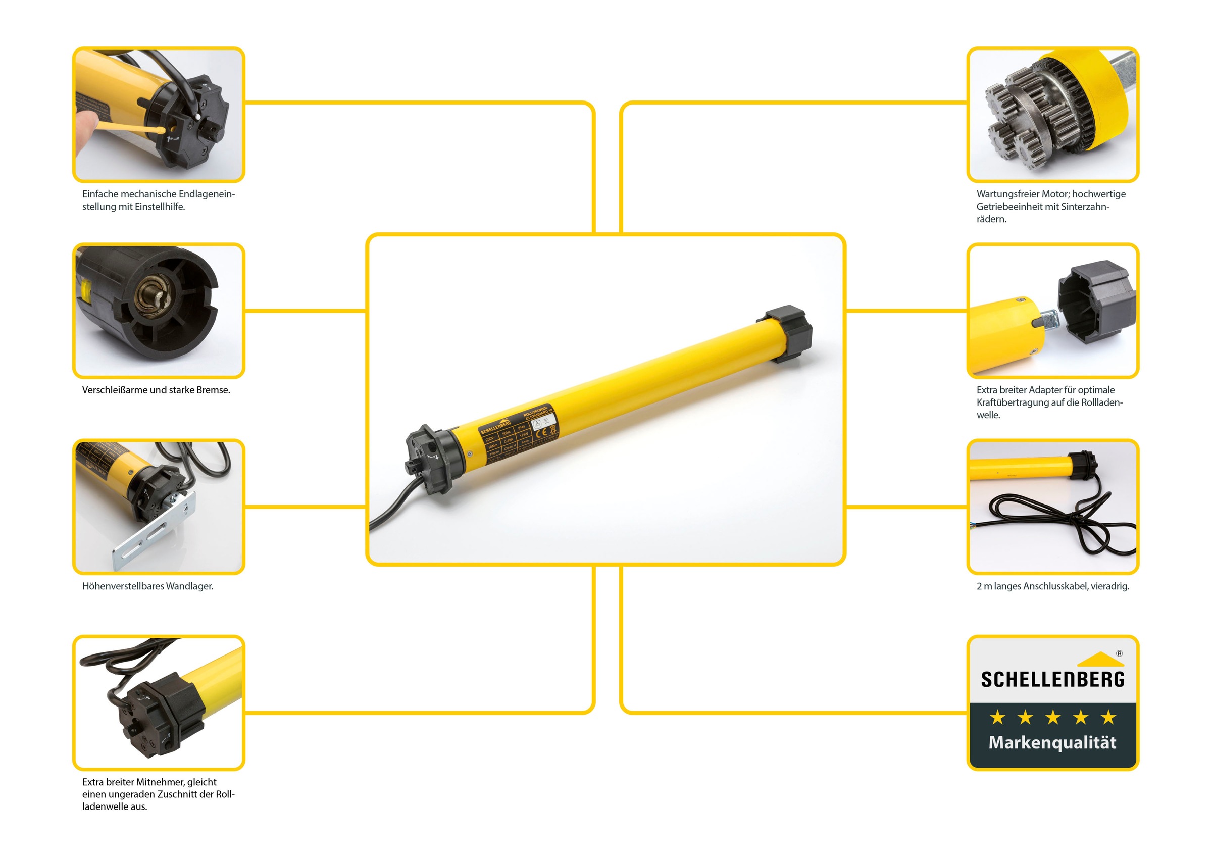 SCHELLENBERG Rollladenmotor »Rolladenmotor Maxi STANDARD 10Nm«, (1 St.), 10 Nm, Rohrmotor für 60mm Welle, bis 4,2m² Fläche