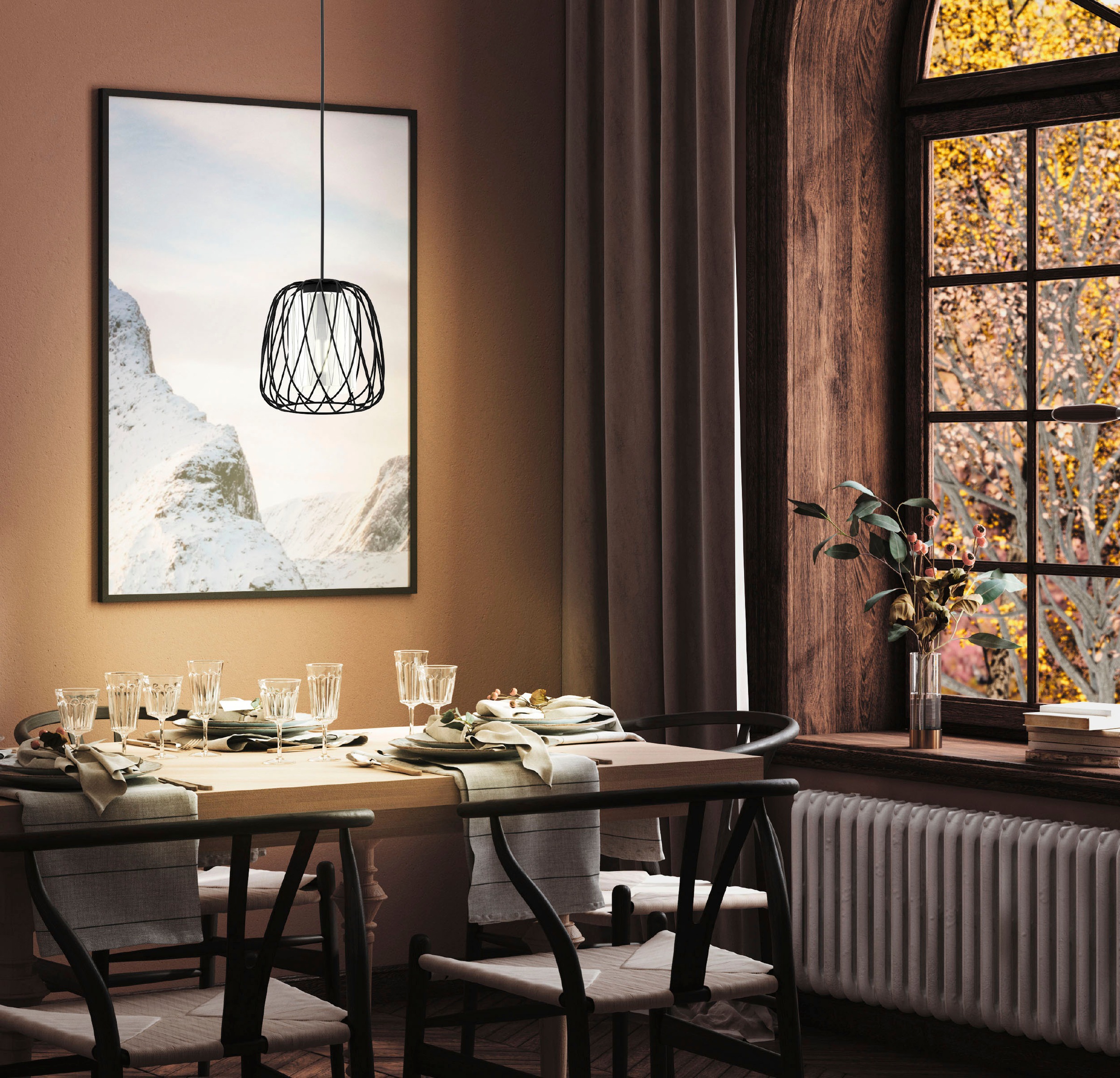 EGLO Hängeleuchte »FLORESTA Pendellampe, Stahl und Glas, IP20, E27, Esstischlampe, Lampe« E27 1 Stk. Elegante Hängelampe für Esszimmer, Küche oder Wohnzimmer