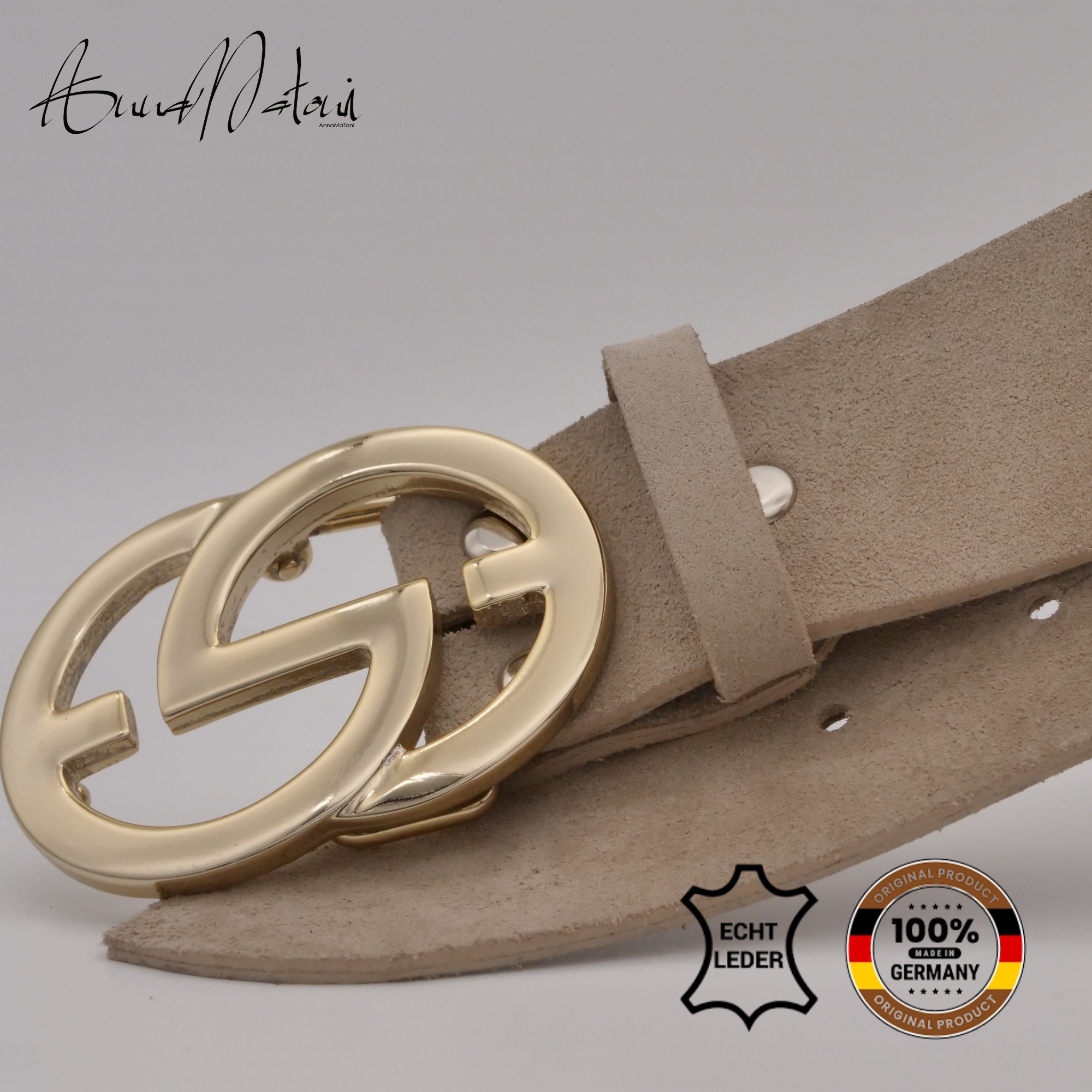 Thumbnail - AnnaMatoni Ledergürtel "AnnaMatoni Damen Ledergürtel in hochwertigem Velour Leder 4cm"