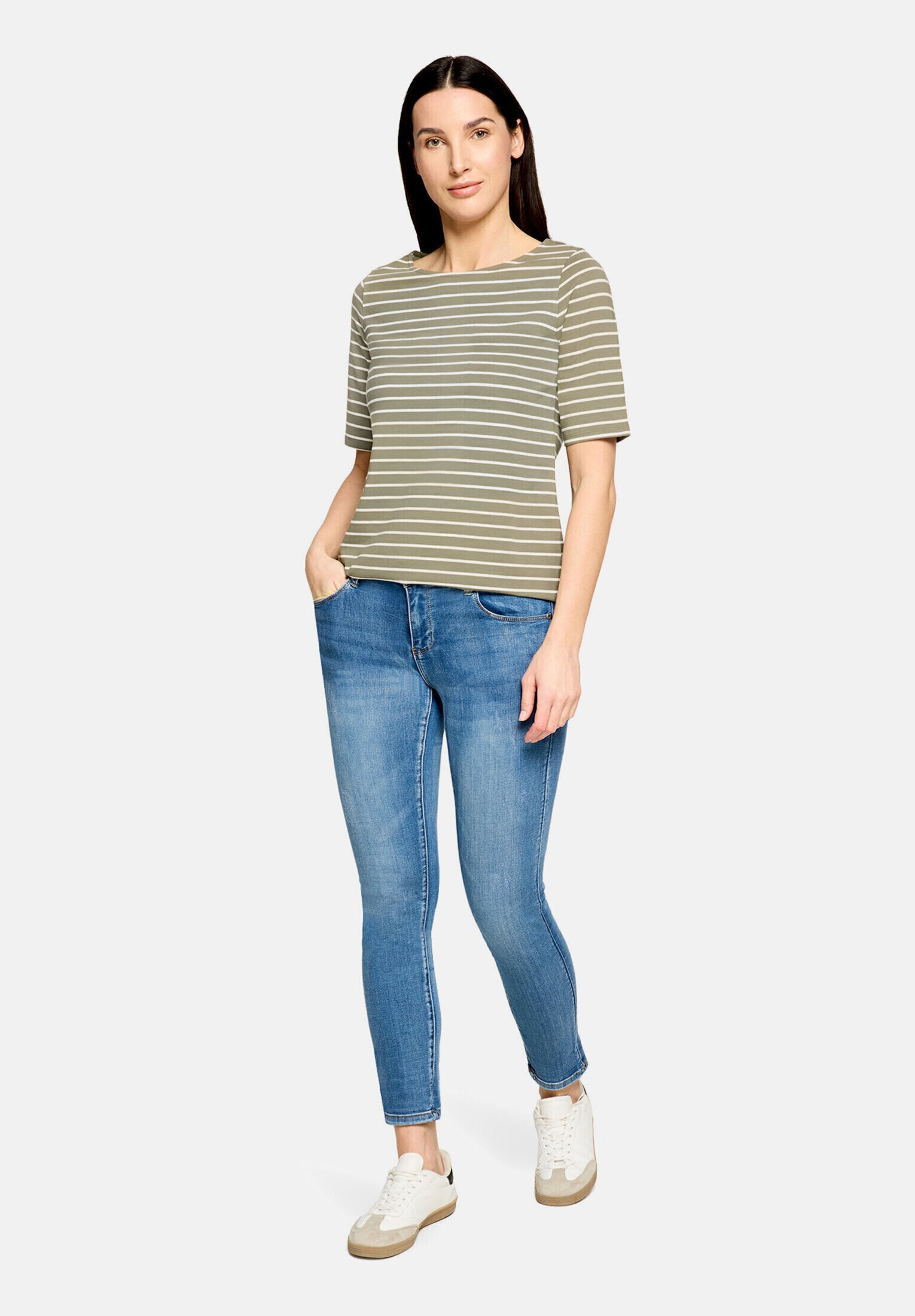BETTY BARCLAY Damen Kurzarmshirt "Damen mit U-Boot-Ausschnitt", grün, Gr. 48, Jersey, Obermaterial: 95% Baumwolle, 5% Elasthan, Shirts