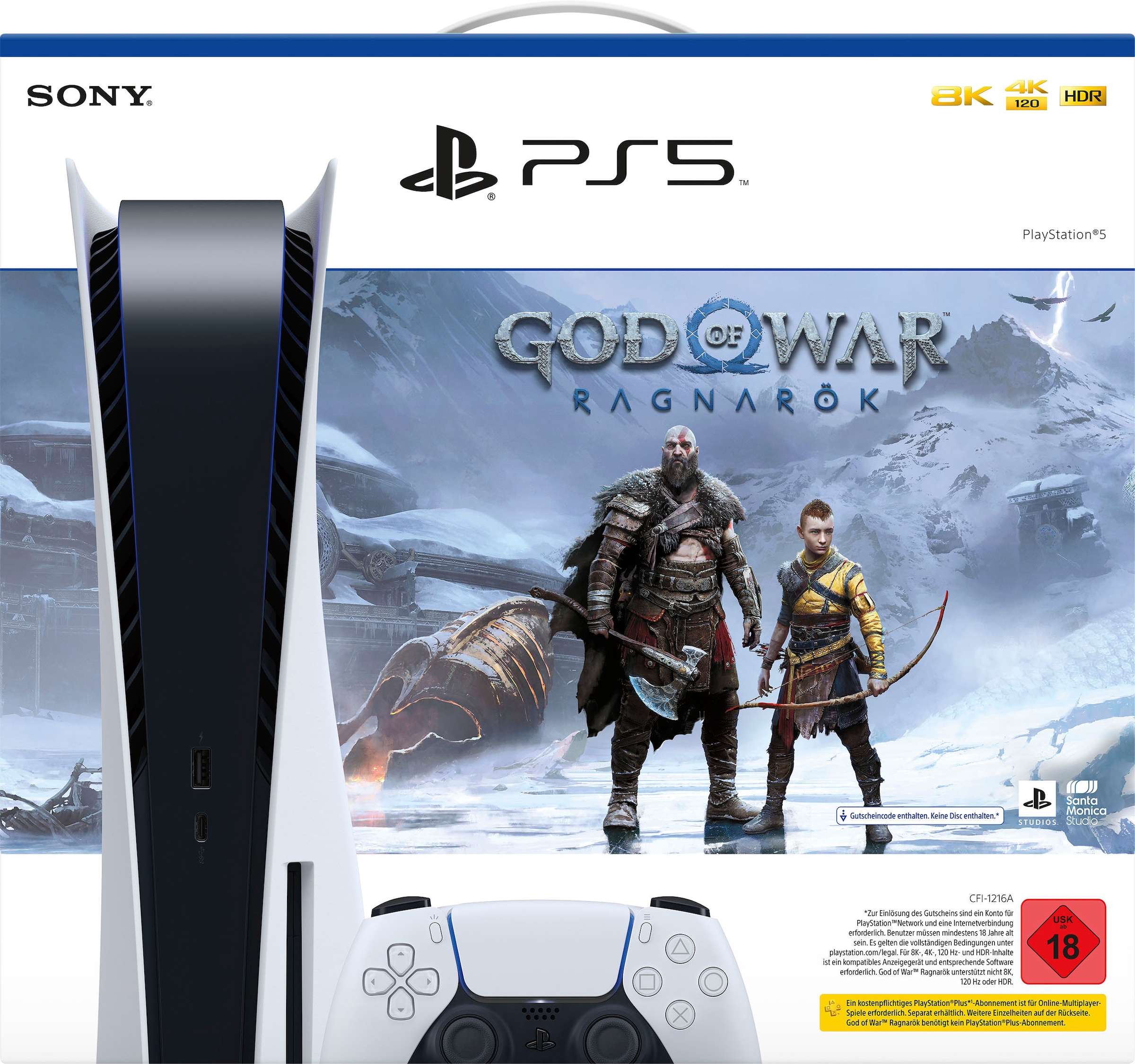 PlayStation 5 Konsolen-Set, inkl. God of War Ragnarök (Download Code)