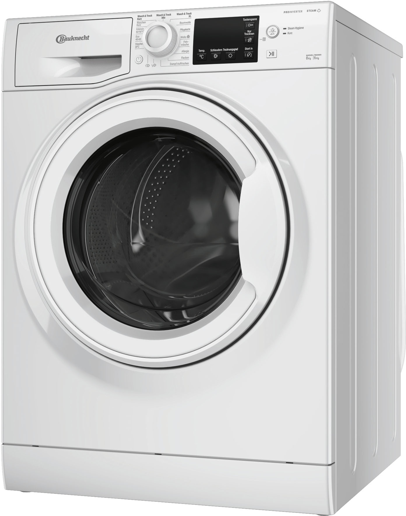 BAUKNECHT Waschtrockner "WT SUPER ECO 86 43 N" 8 kg /6 kg 75 dB(A) Flecken 40C – entfernt mehr als 100 Flecken, ganz ohne Vorbehandlung