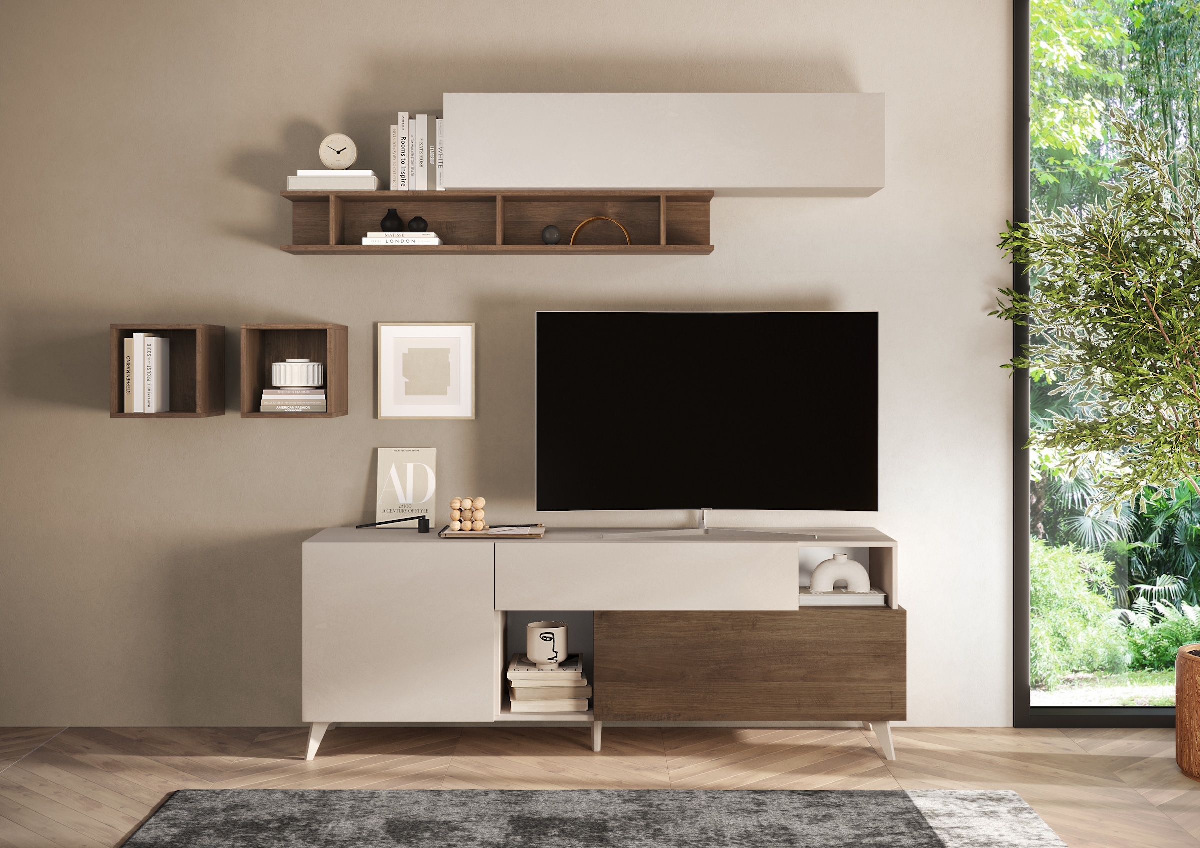 INOSIGN Lowboard »Monaco Breite 181 cm, TV-Board mit 1 Tür, 1 Klappe u. 1 Schubkasten«, Fernsehtisch, TV-Schrank, Soft/Self Closing