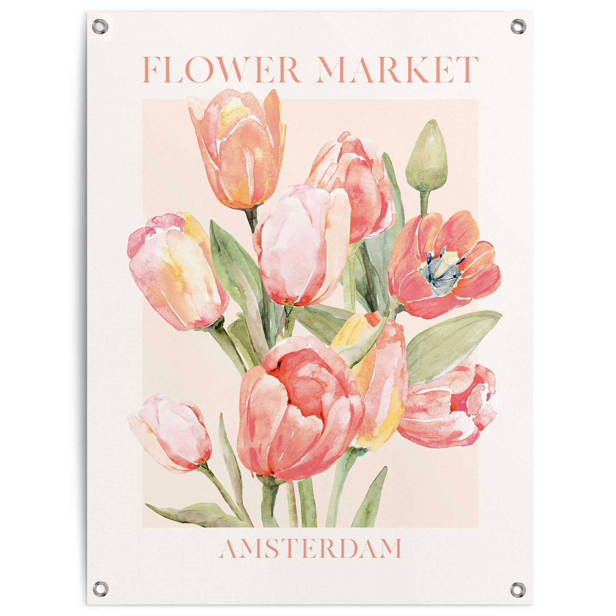 Reinders Poster "Tulips From Amsterdam" Garten - Rot - Leinwand - Blumen und Pflanzen - 60x80 cm