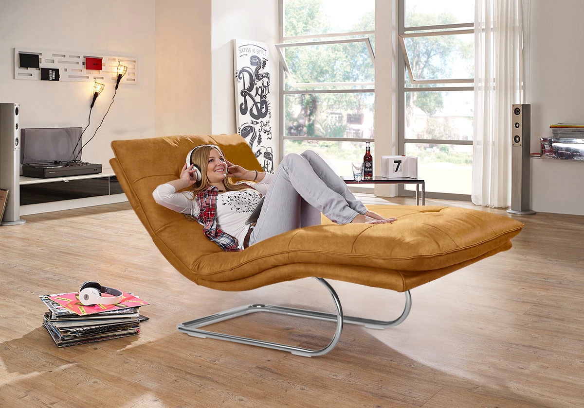 W.SCHILLIG Relaxliege "daily dreams" in Waffelkissen-Optik, wahlweise mit Motor, Freischwingergestell