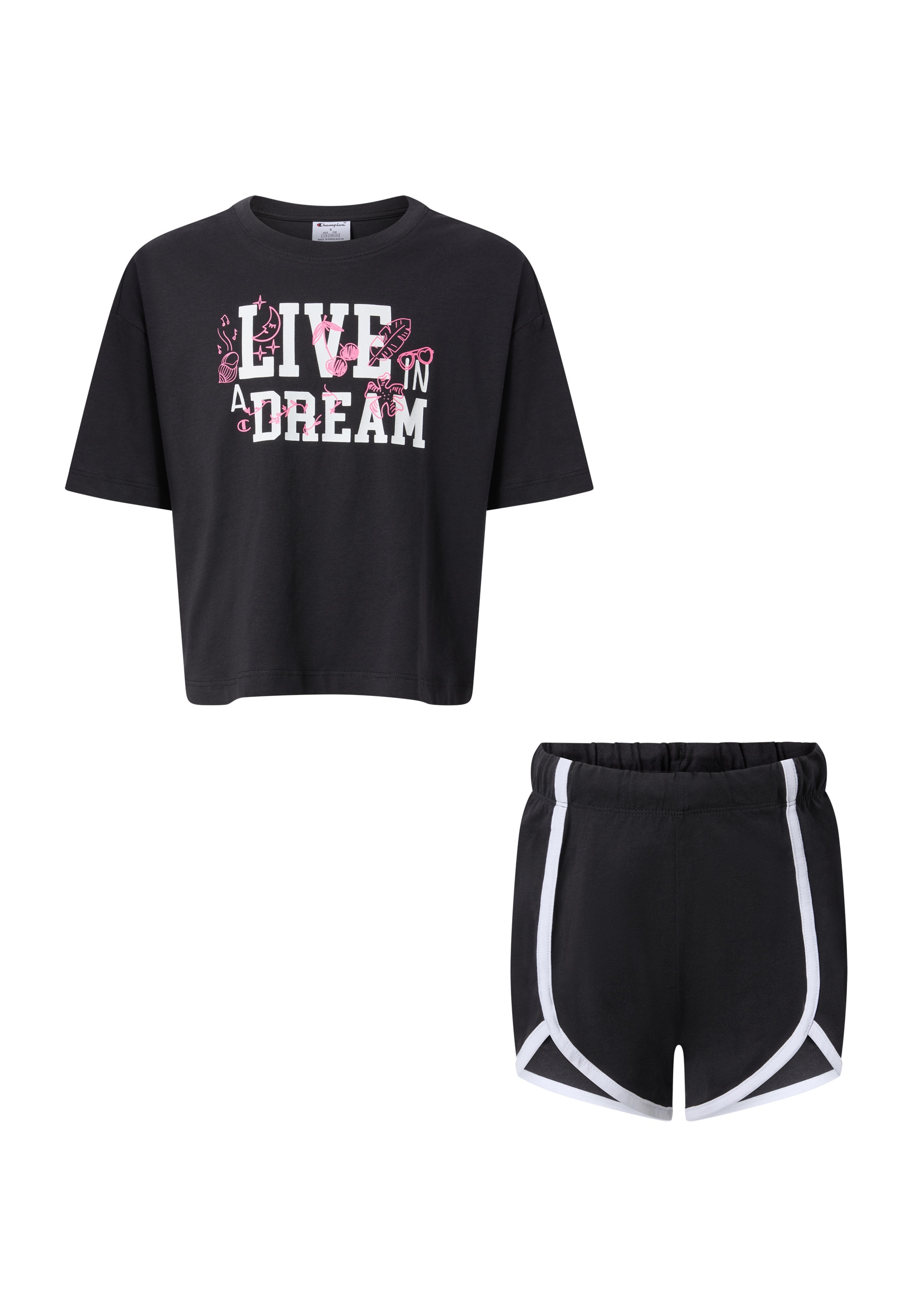Champion T-Shirt & Shorts "Graphic Oversized Fit T-Shirt and Shorts set" 2 tlg. 2-teiliges Set aus T-Shirt und Shorts, für Kinder