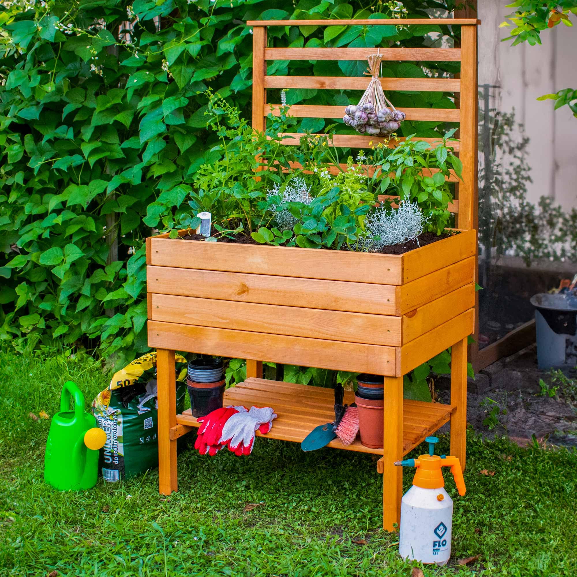 dobar Rankgitter »Rankgitteraufsatz Kubus 2.0, Massivholz, Hellbraun« 78 x 5 x 78 cm (L x B x H)