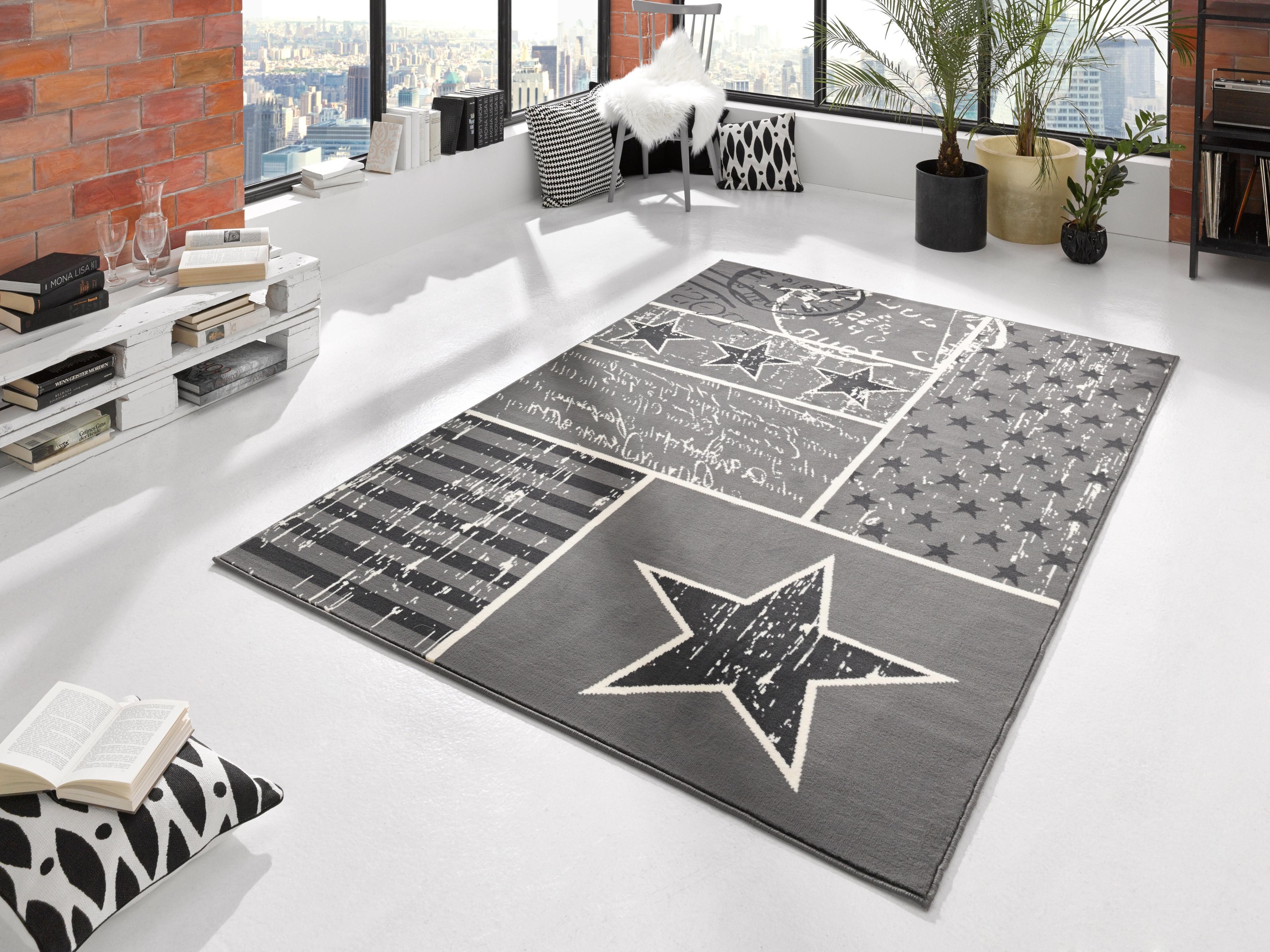 HANSE Home Teppich »Patchwork Stars«, rechteckig, 9 mm Höhe, Kurzflor, Sterne Design, Robust, Pflegeleicht, Gekettelt
