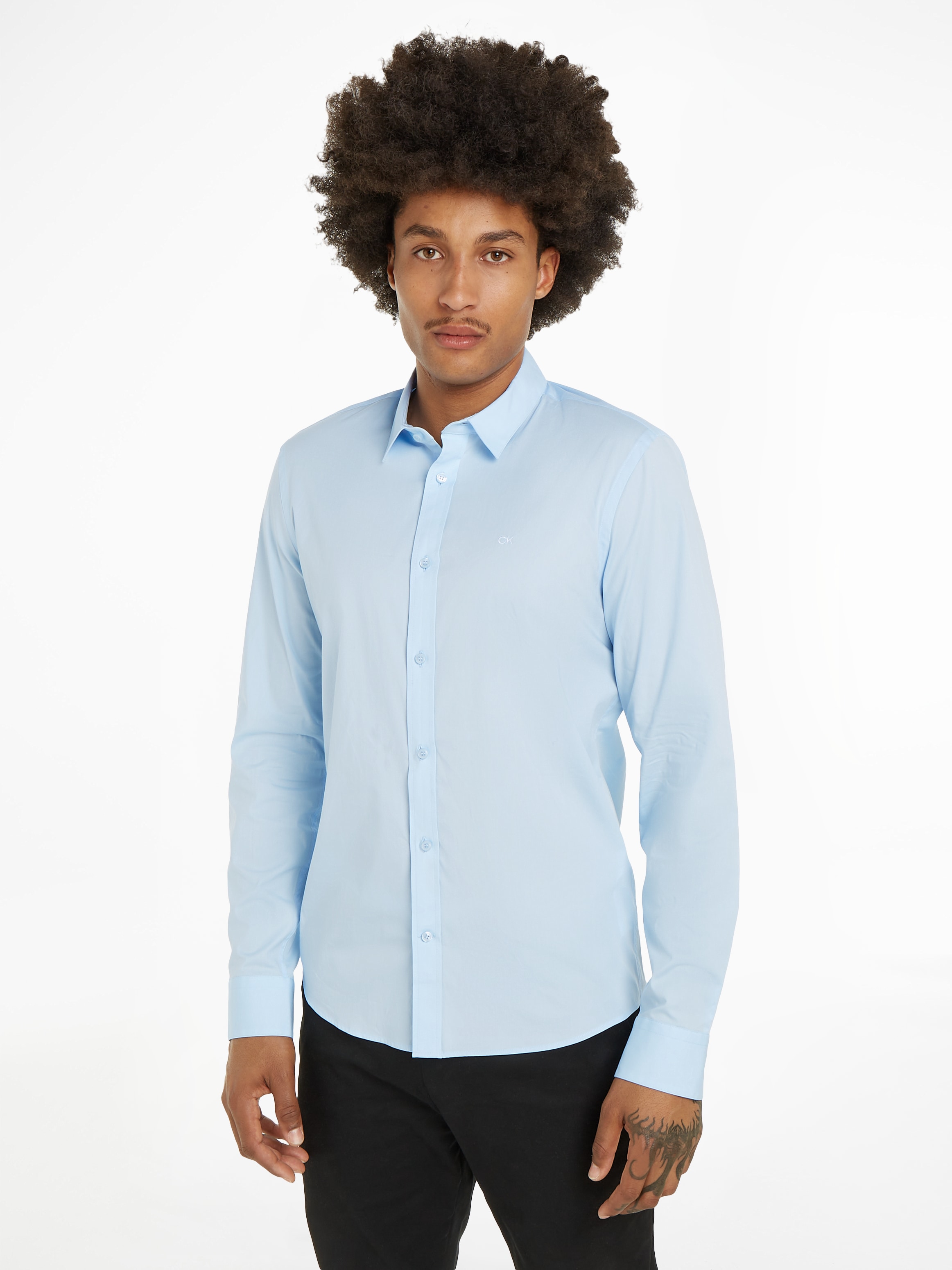 Calvin Klein Businesshemd »STRETCH POPLIN SLIM SHIRT«, mit Calvin Klein Logo auf der Brust