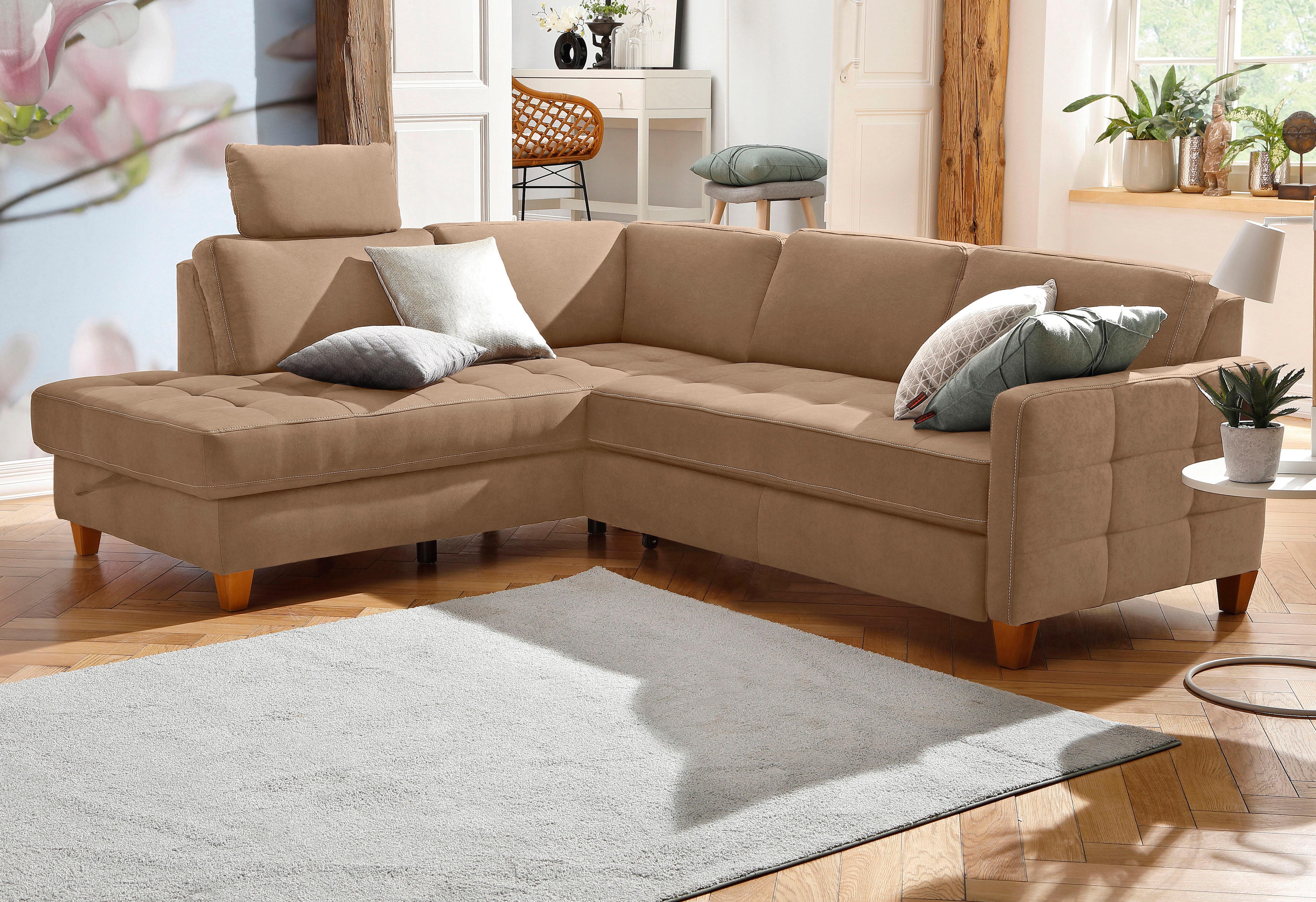 Home affaire Ecksofa "Earl L-Form" wahlweise auch mit Schlaffunktion oder Schlaffunktion mit Bettkasten
