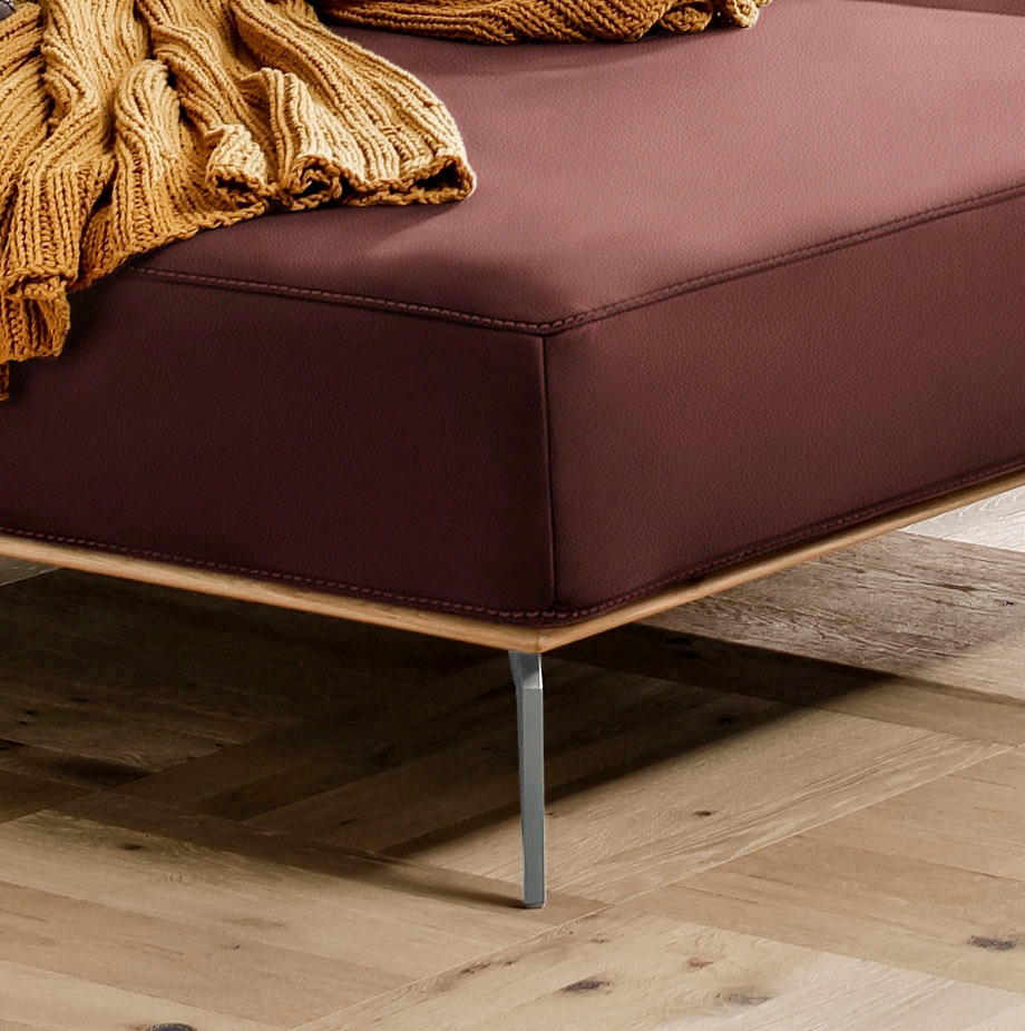 W.SCHILLIG Ecksofa »run, Designsofa mit tollem Sitzkomfort, bequem, L-Form«, mit elegantem Holzsockel, Füße in Silber matt, Breite 279 cm