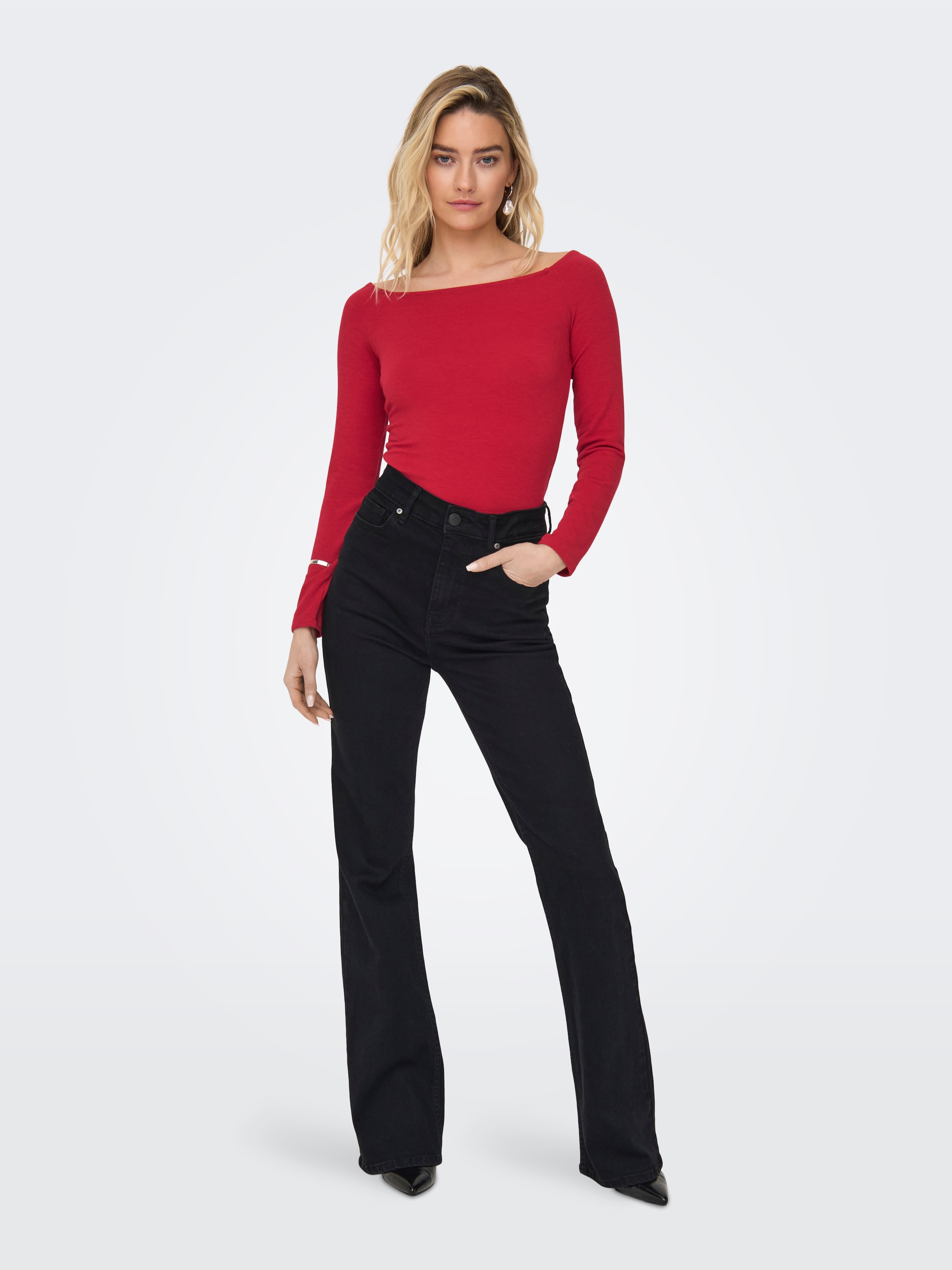 ONLY Langarmshirt »ONLGLAMOUR L/S BOAT NECK TOP BOX CC JRS«