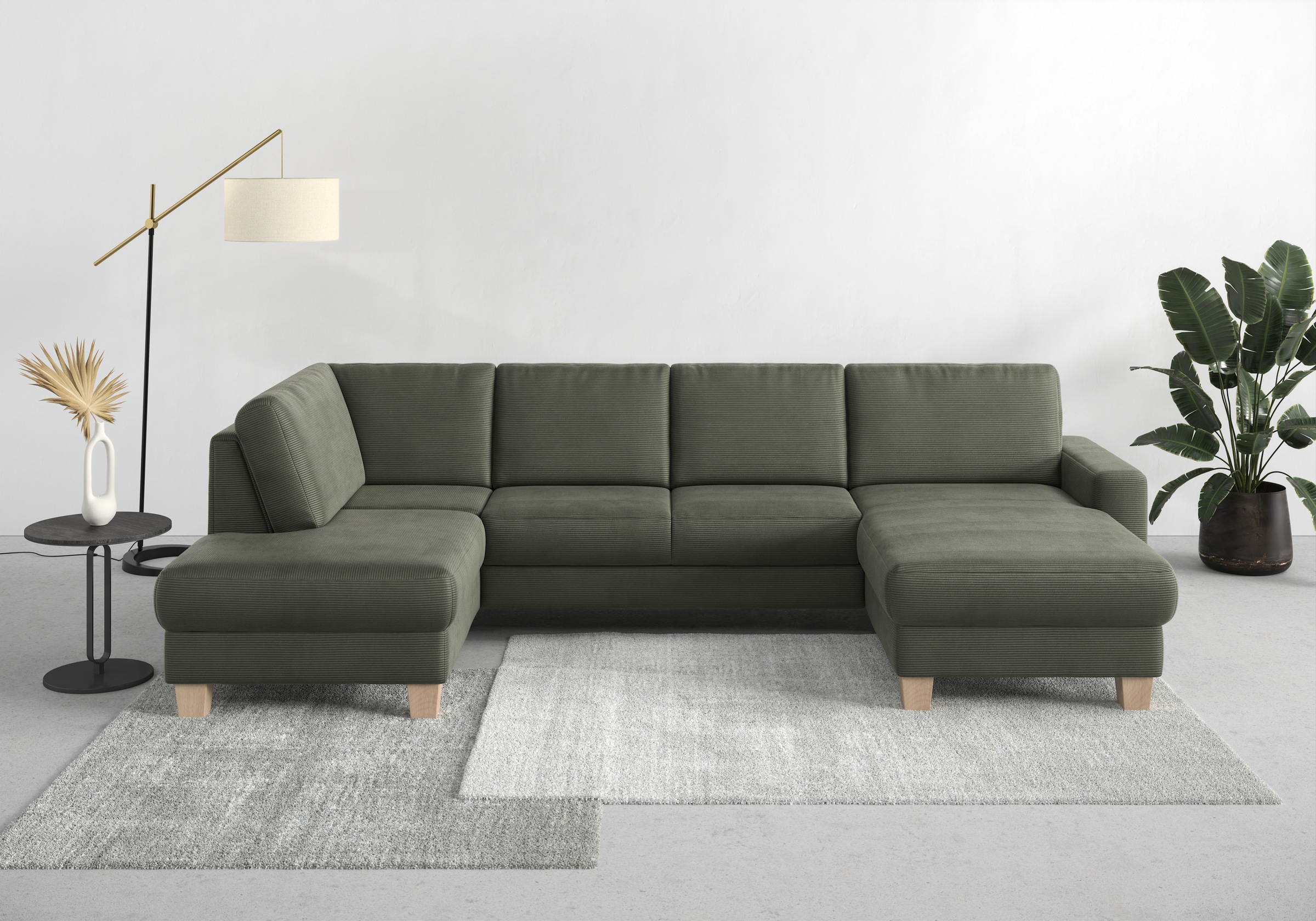 Home affaire Wohnlandschaft »Summer U-Form«, mit oder ohne Bettfunktion und Bettkasten, Cord-Bezug