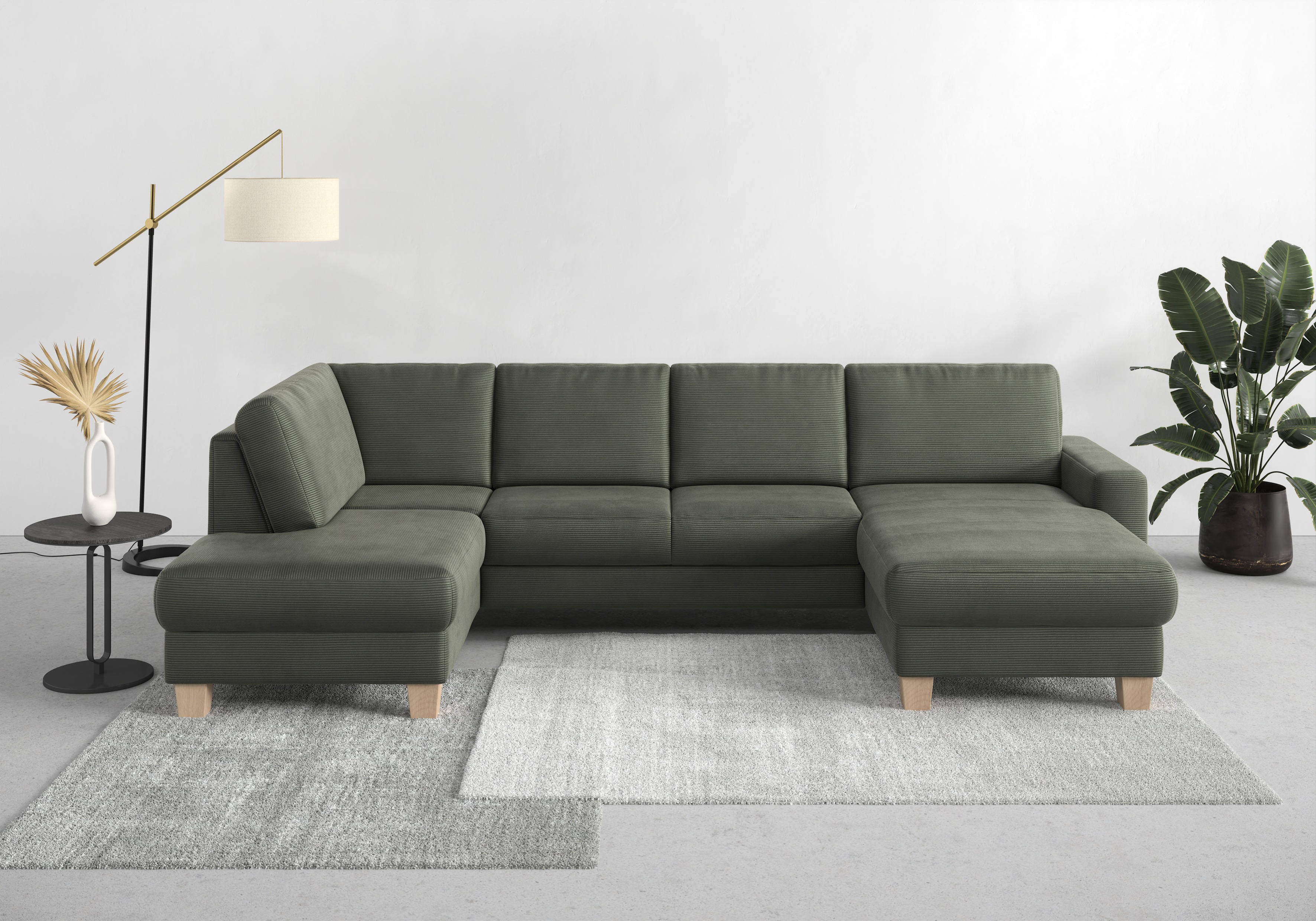 Thumbnail - Home affaire Wohnlandschaft "Summer U-Form" mit oder ohne Bettfunktion und Bettkasten, Cord-Bezug