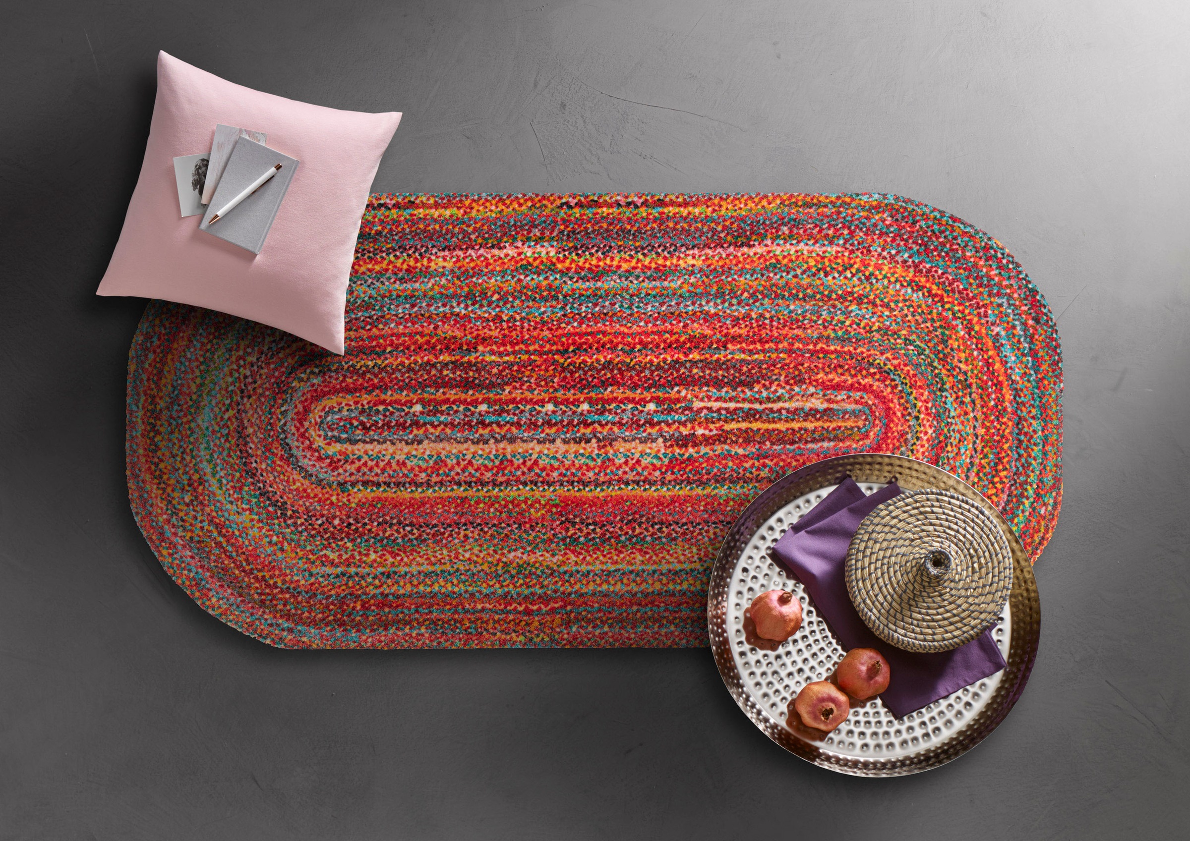 wash+dry by Kleen-Tex Fußmatte "Wovells" oval 9 mm Höhe Schmutzfangmatte, r günstig online kaufen