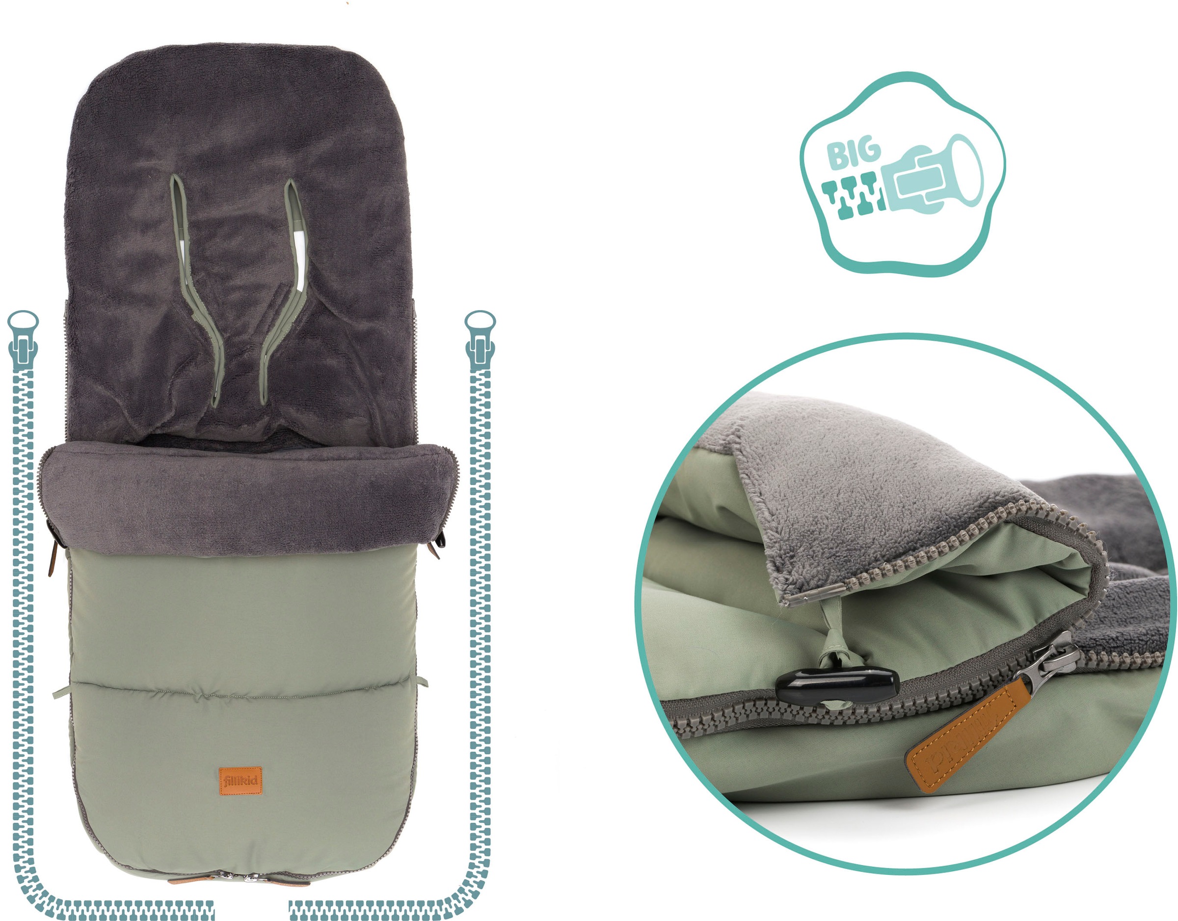 Fillikid Fußsack »Kinley Winterfußsack, salbei«