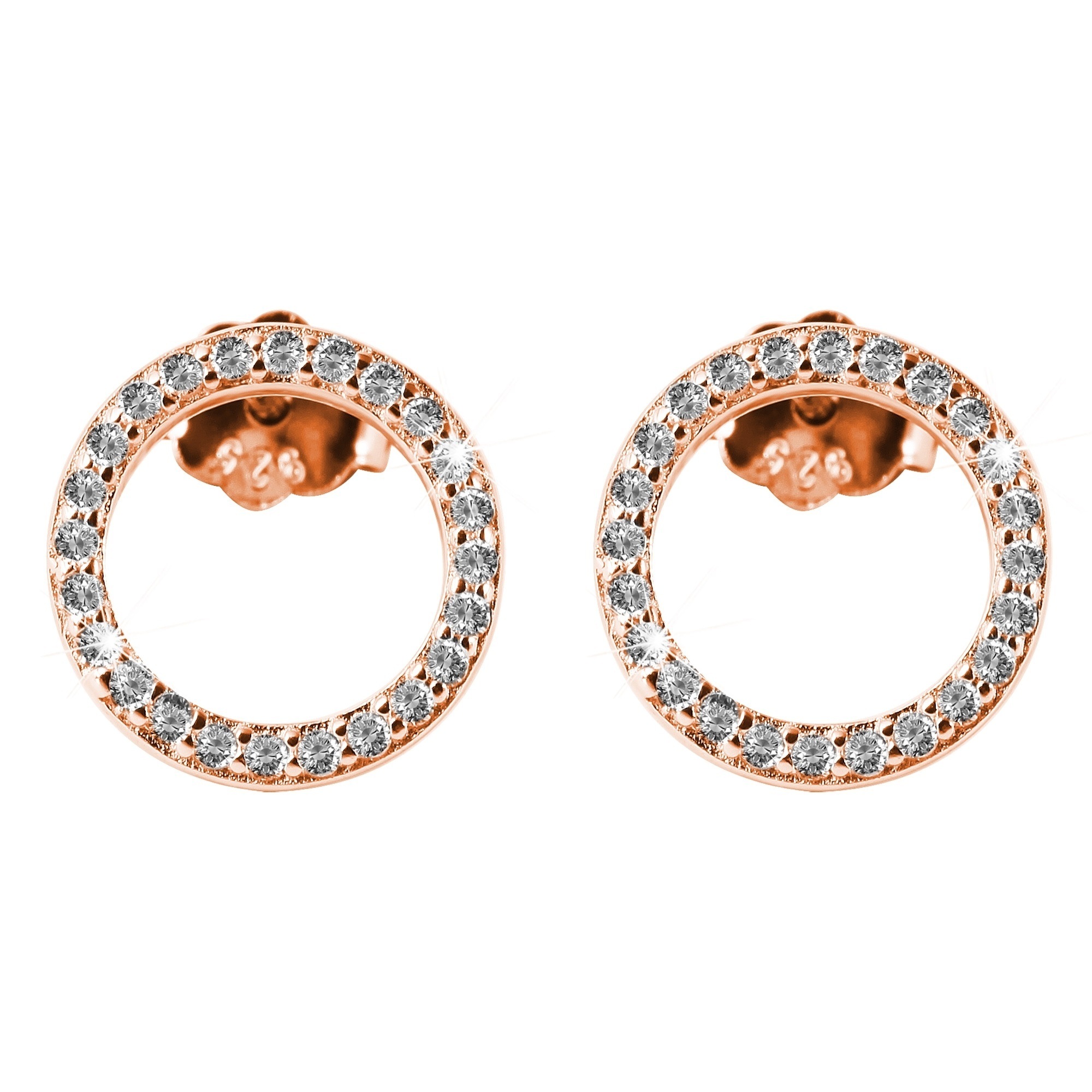 Paar Ohrhänger ADELIA´S "Damen Ohrstecker aus 925 Sterling Silber und Zirkonia Ø 10 mm", rosa (rosé), Ohrringe, Damen, Damen, Silber 925 (Sterlingsilber)